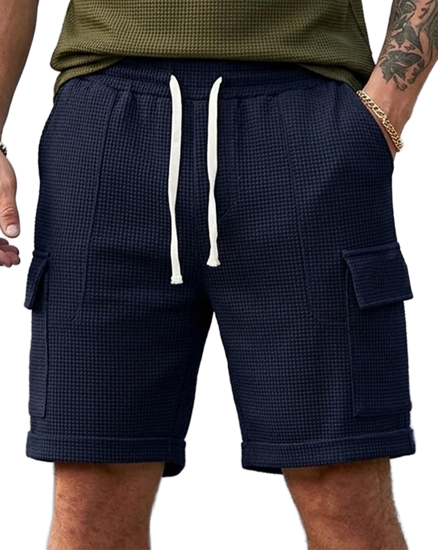 Men Solid Drawstring Waist Casual Knee Length Boxers ||Solid Men Blue Basic Boxers-picture-22