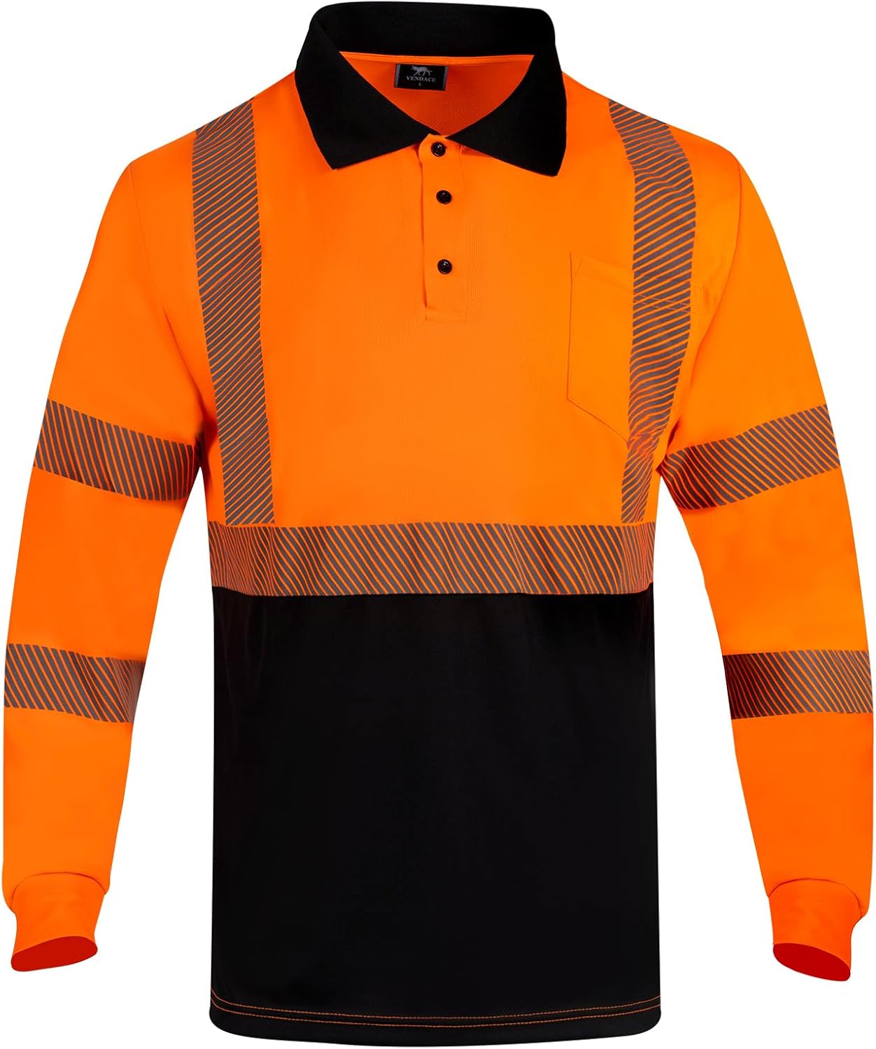 VENDACE Hi Vis Safety Reflective Long Sleeve Polo Shirts for Men ANSI Class 3 High Visibility Construction Work T Shirts - Image 2