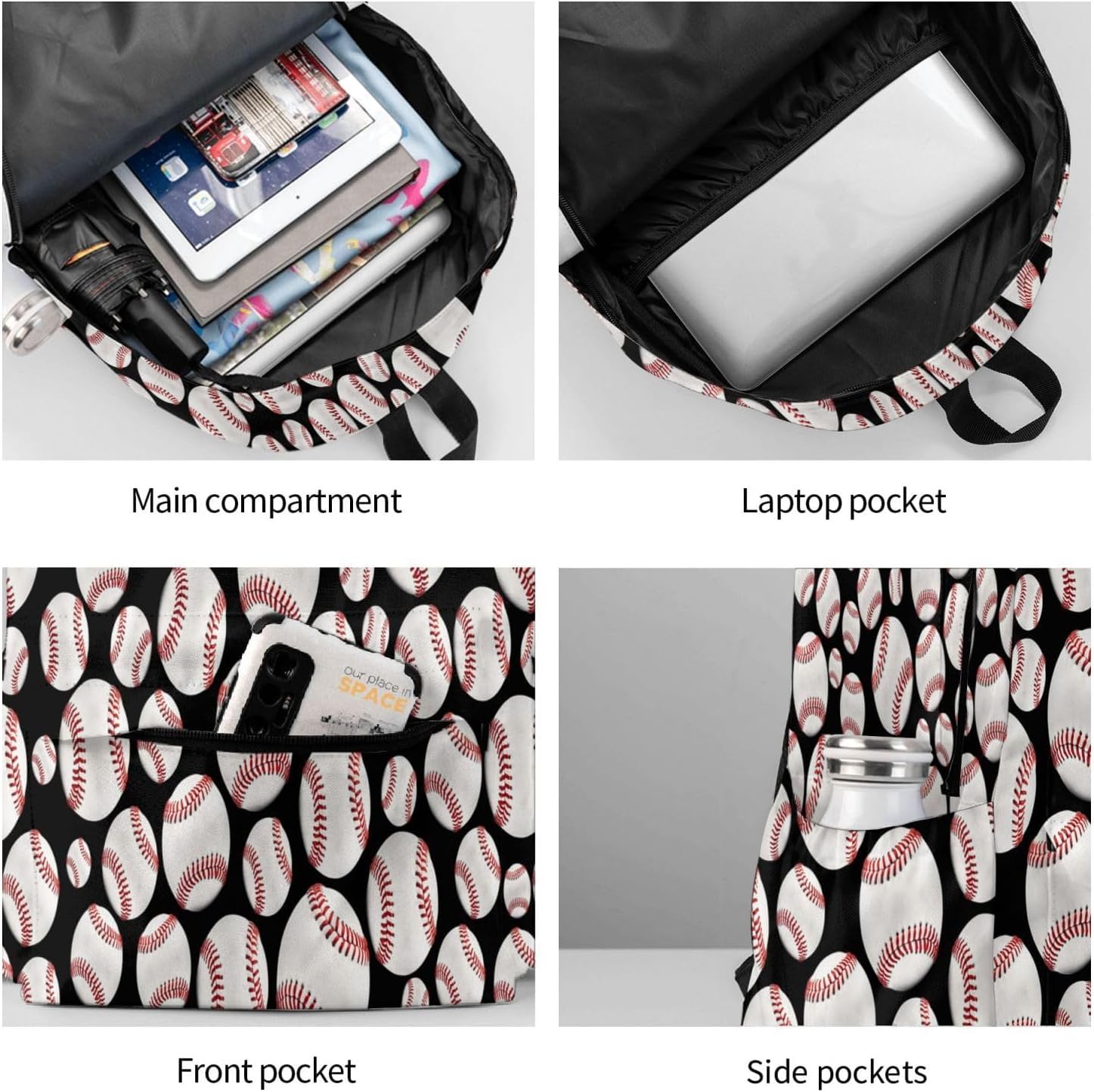 Baseball Backpack Laptop Backpacks Multipurpose Daypack For Men Women Travel Hiking - Image 4