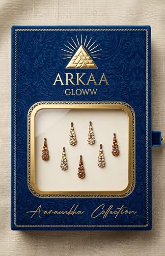 Arkaa Gloww Bindi, Aarambha Collection, Crystal Embellished, Traditional Indian Forehead Jewellery