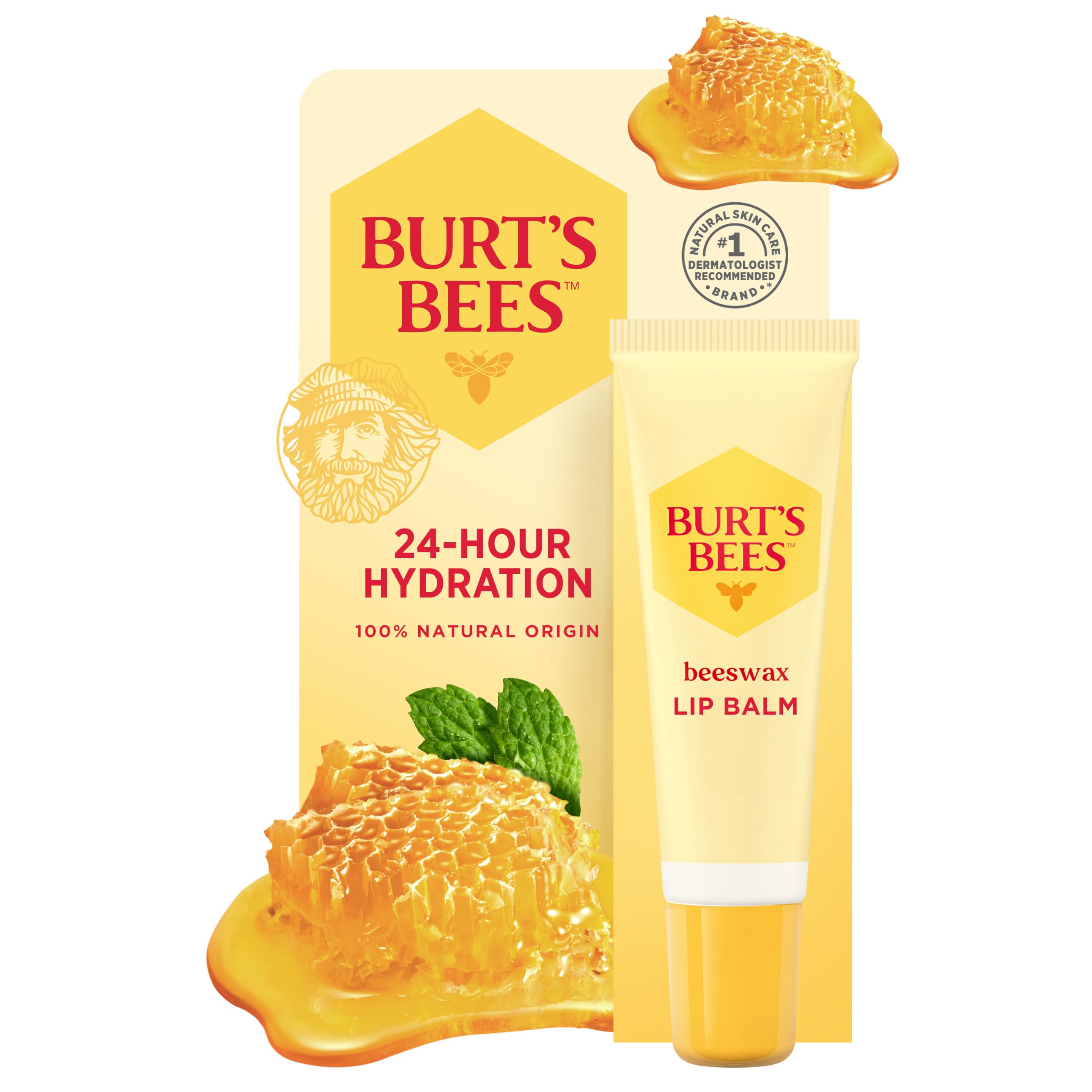 Burt's Bees 24 Hour Hydrating Lip Balm, Beeswax, 0.35 oz