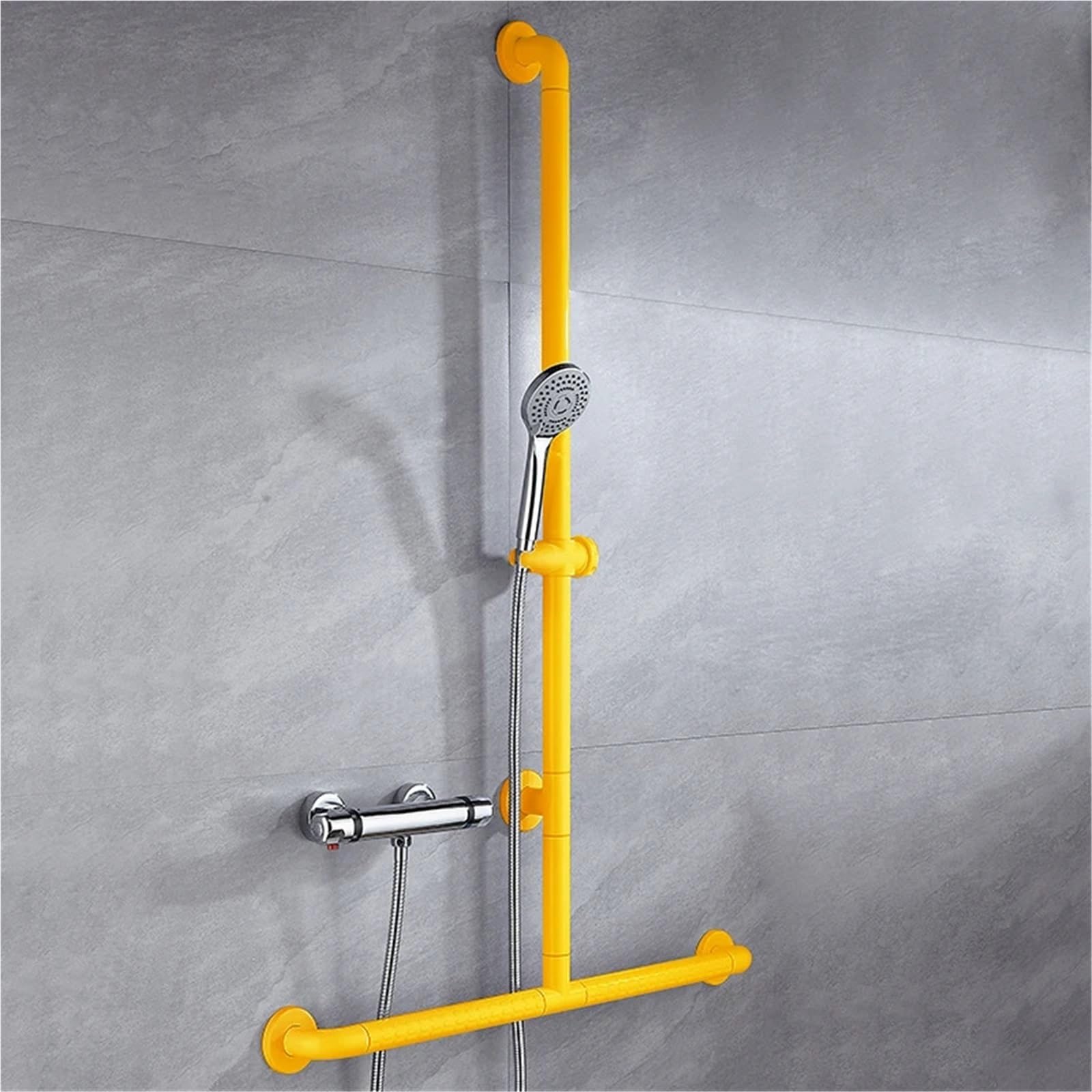 Barras de Apoyo para baños Asa de baño para Personas Mayores, Ajustable, Tipo T, para Inodoro, Segura, Antideslizante, Tipo L(- Yellow 60 x 80cm)