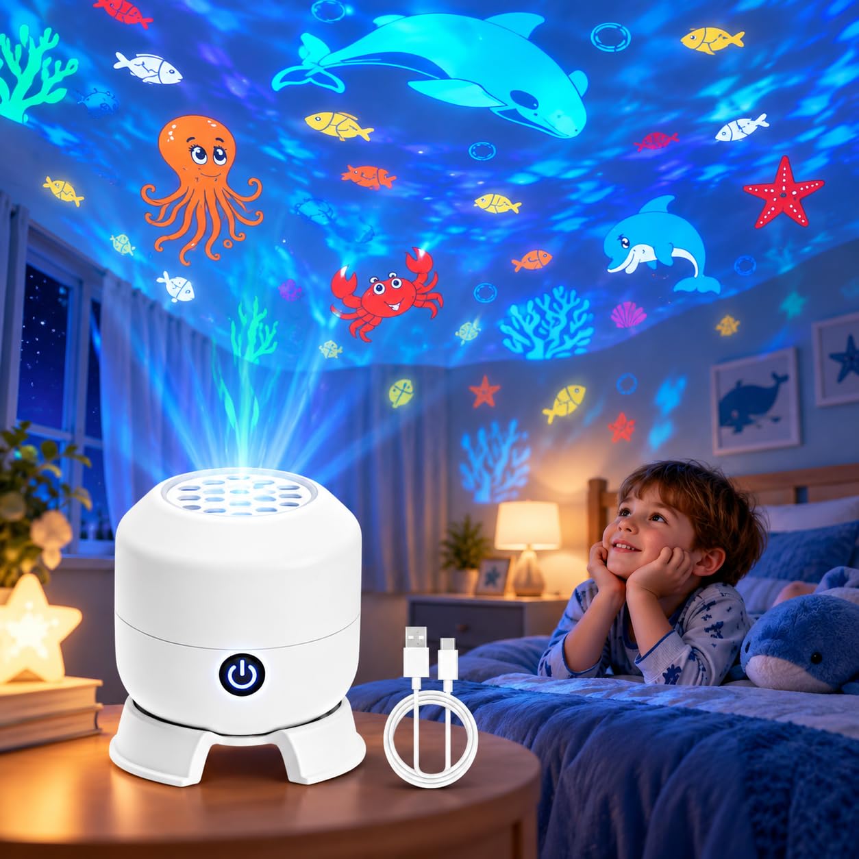 Xieesae Rotating LED Projector Light, Sea Life Night Light Projector