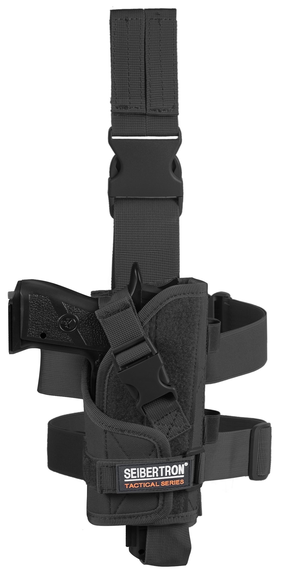 Seibertron Adjustable Tactical/Airsoft Hunting Right Handed Leg Pistol Gun Holster/Pouch Holder Drop Leg Thigh Holster Black