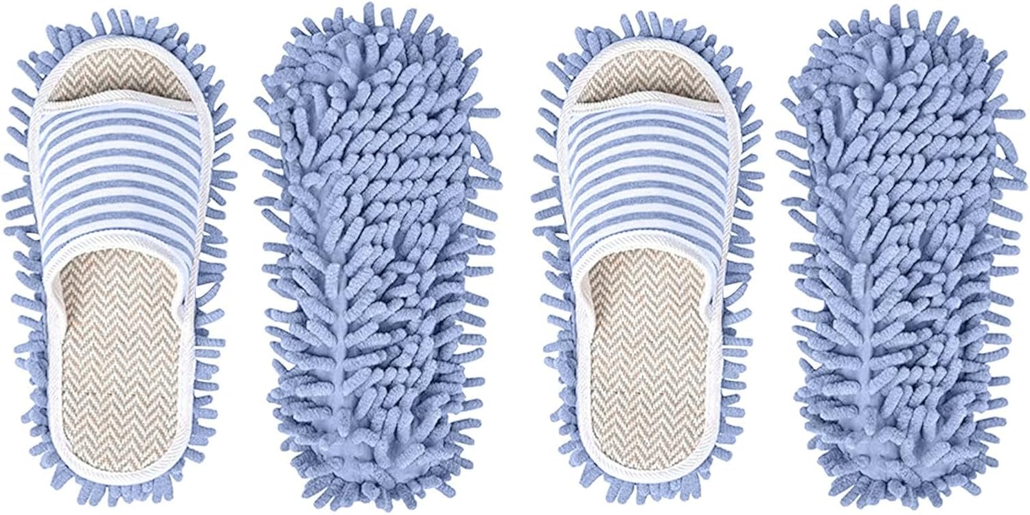 2 Pairs Washable Mop Slipper Microfiber Mop Slippers Funny Mop Shoes Floor Cleaning Dusting Slippers Washable Cleaning Slippers for Women Home
