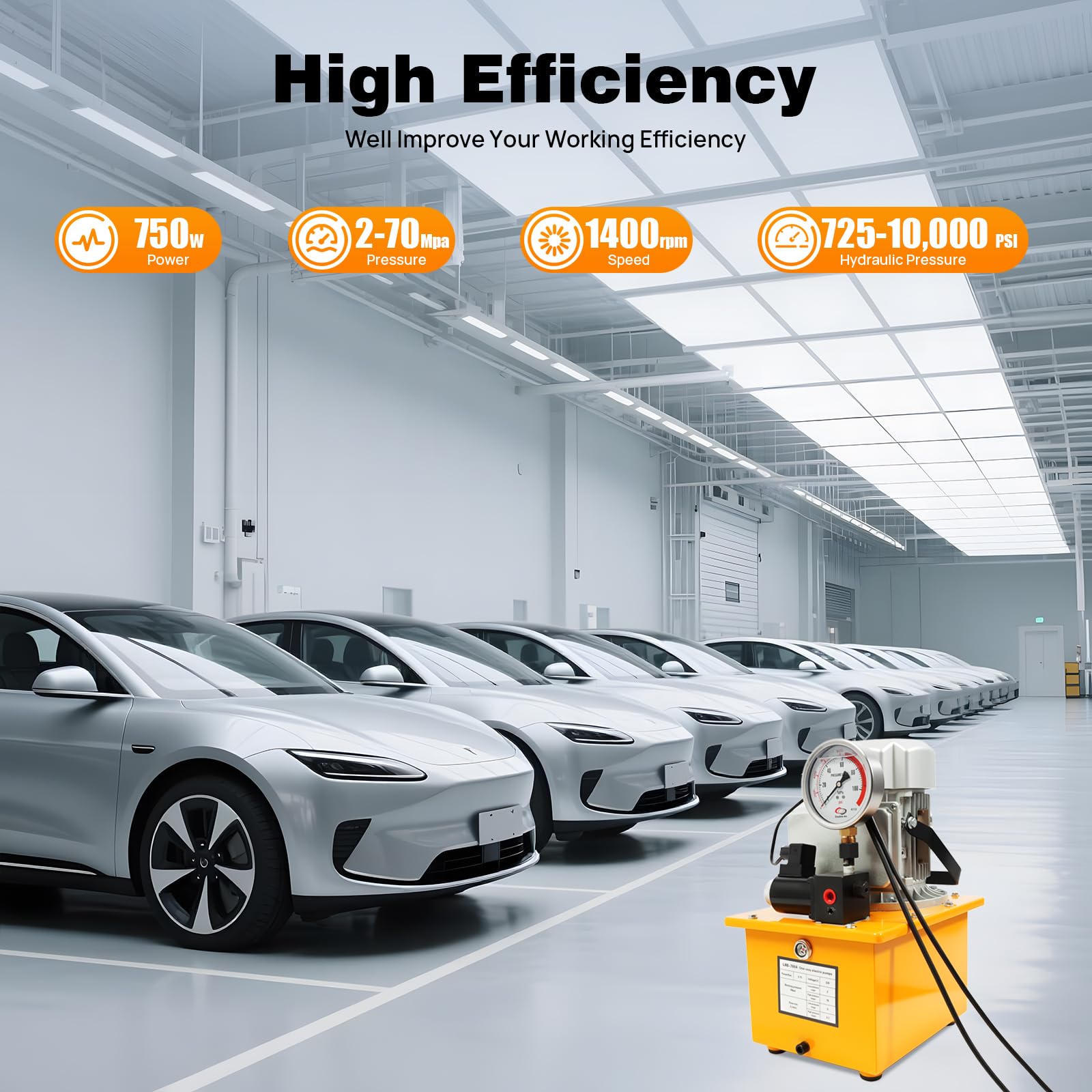Bomba hidráulica eléctrica, 220V 750W cilindro hidráulico 2-70Mpa bomba de potencia hidráulica, tanque de combustible 7L, unidad de potencia hidráulica puede ser para mantenimiento, maquinaria