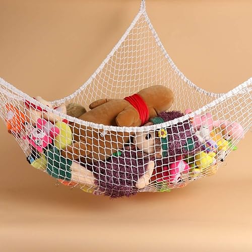 Miniatura 5 de Hamaca de animales de peluche, red de almacenamiento de hamaca de juguete, soporte de red de malla para juguetes de malla gigante, esquina de pared