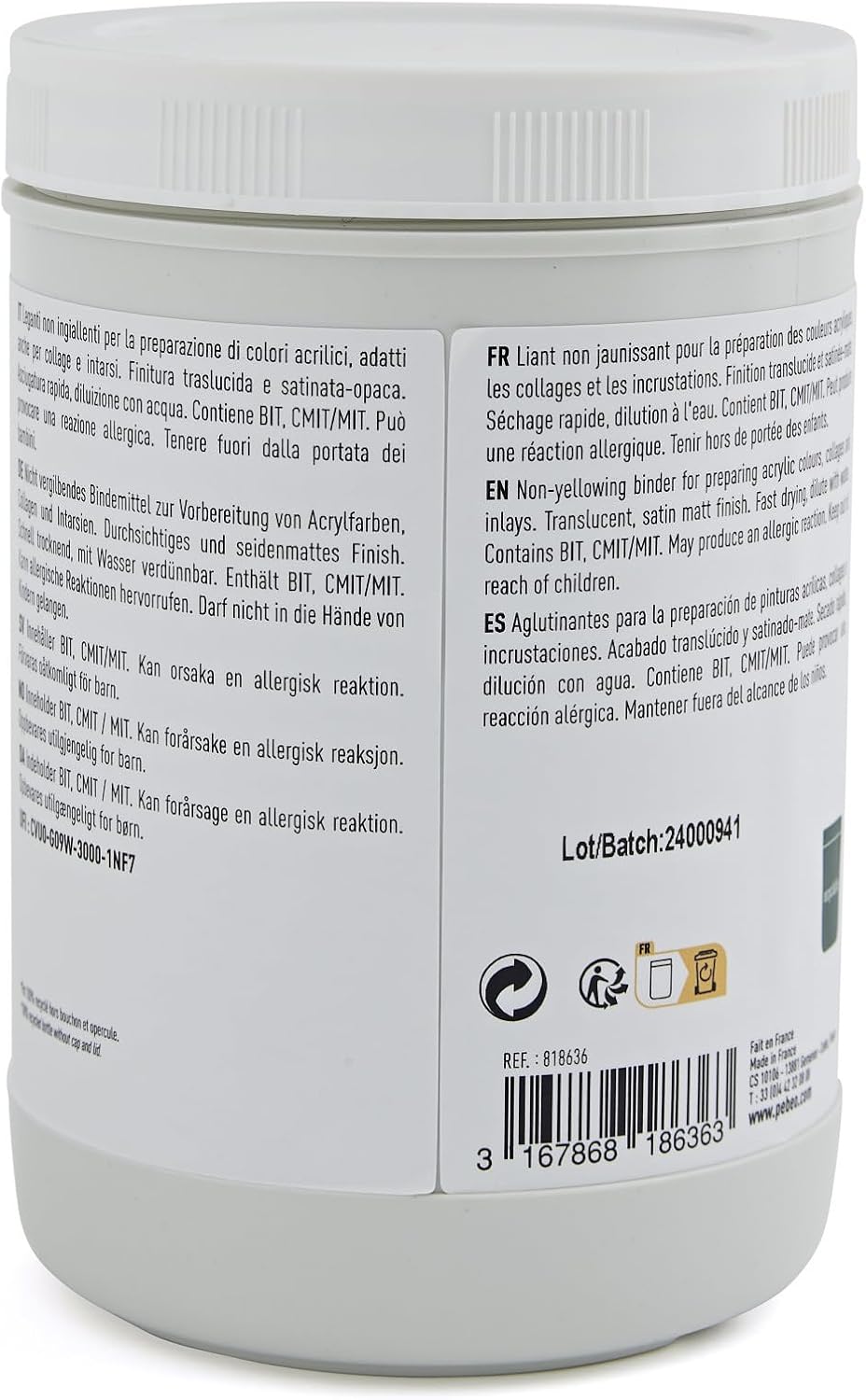 Pebeo 100% Recycled Resin Eco Friendly Collage Glue Studio Green Acrylic Binder 32oz