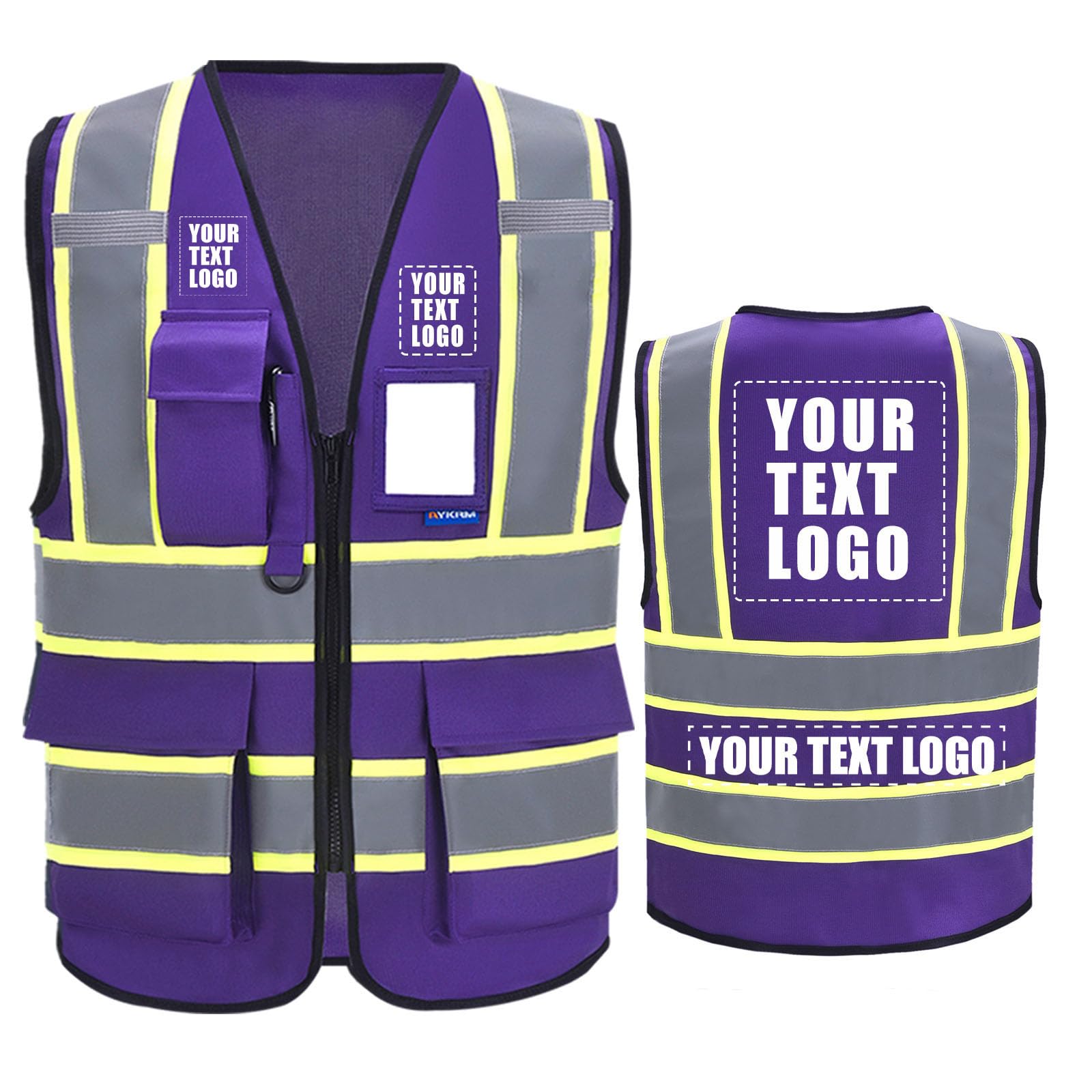 AYKRM Custom Logo Personalised Printed High Visibility Reflective 2 two tone work construction Safety Vest