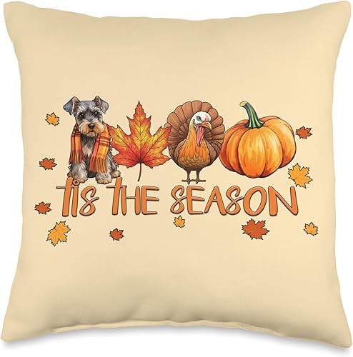 Miniatura 1 de Tis The Season - Cojín miniatura de Schnauzer para otoño, Acción de Gracias, 16 x 16 pulgadas, multicolor