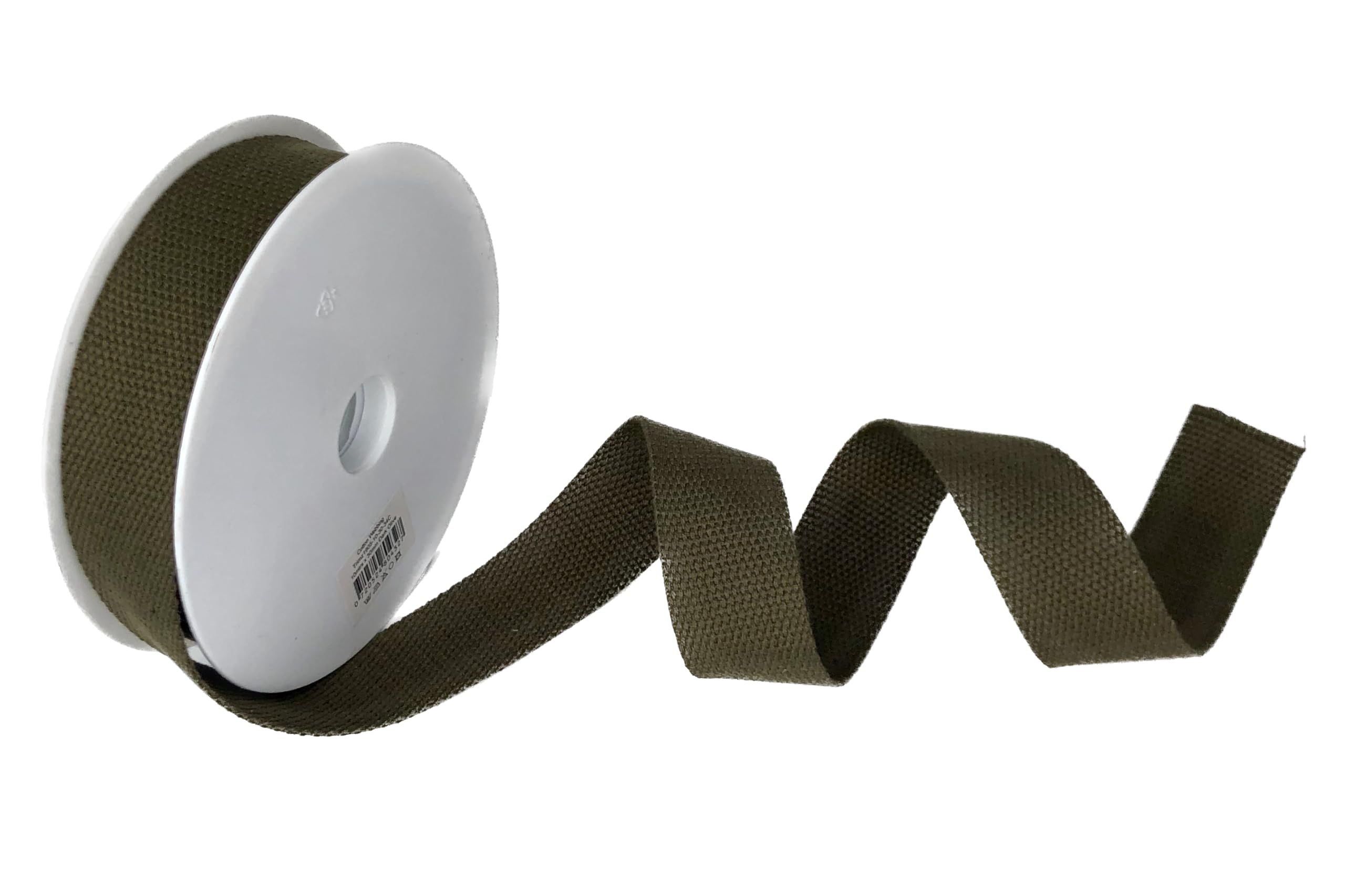 Trimz Cotton Webbing - Dark Olive - 25mm x 5m