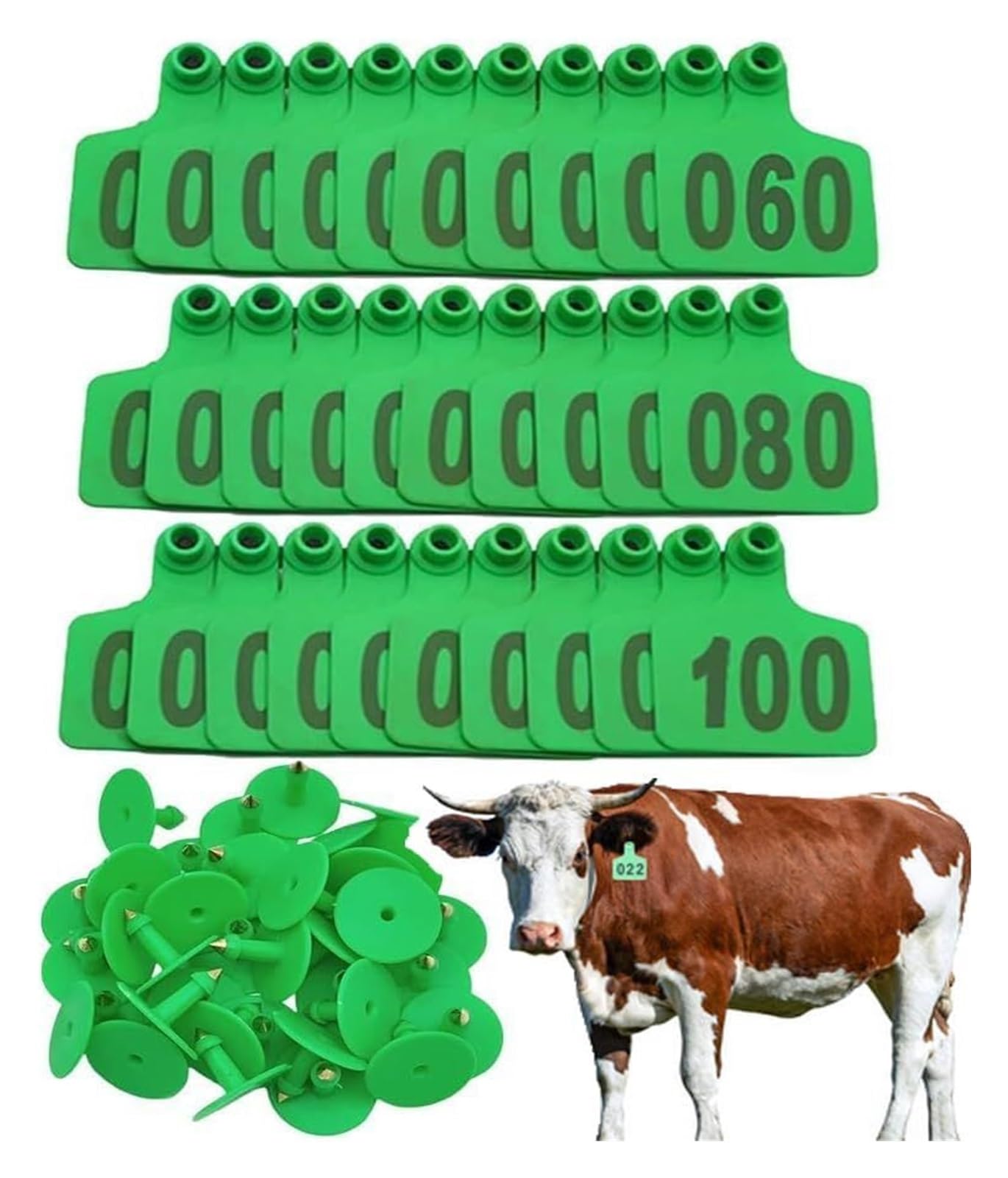 Plastikowy kolczyk do uszu bydlęcego inwentarza | Wielokolorowe kolczyki z numerami 001-1000 dla bydła(Green,101-200)