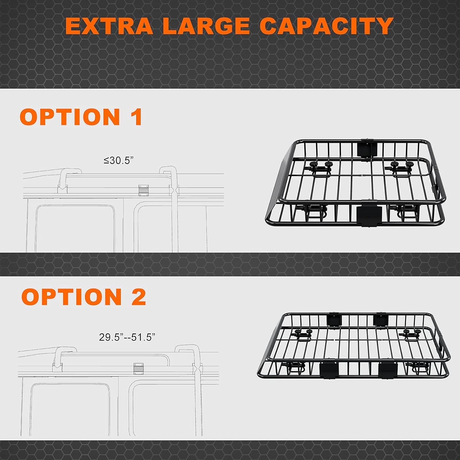 Oarlike Roof Mounted Cargo Basket w/250lb Capacity,64"x 39"x 6" Universal Car Top Luggage Holder for SUV Cars Cargo Storage Carrier Basket with Wind Fairing for Camping : Automotive