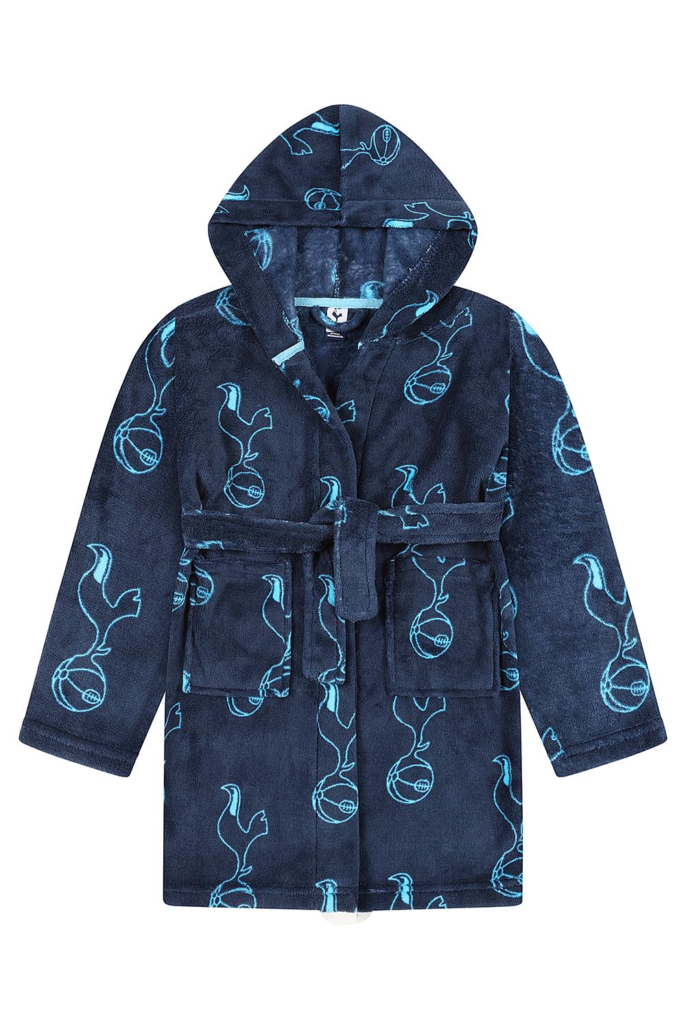 Tottenham Hotspur Mens Official F.C. Dressing Gown Fleece Hooded Spurs Robe (Small)