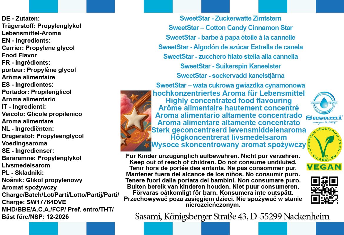 SweetStar – wata cukrowa gwiazdka cynamonowa aromat koncentrat – Wegański – Sasami – 100ml