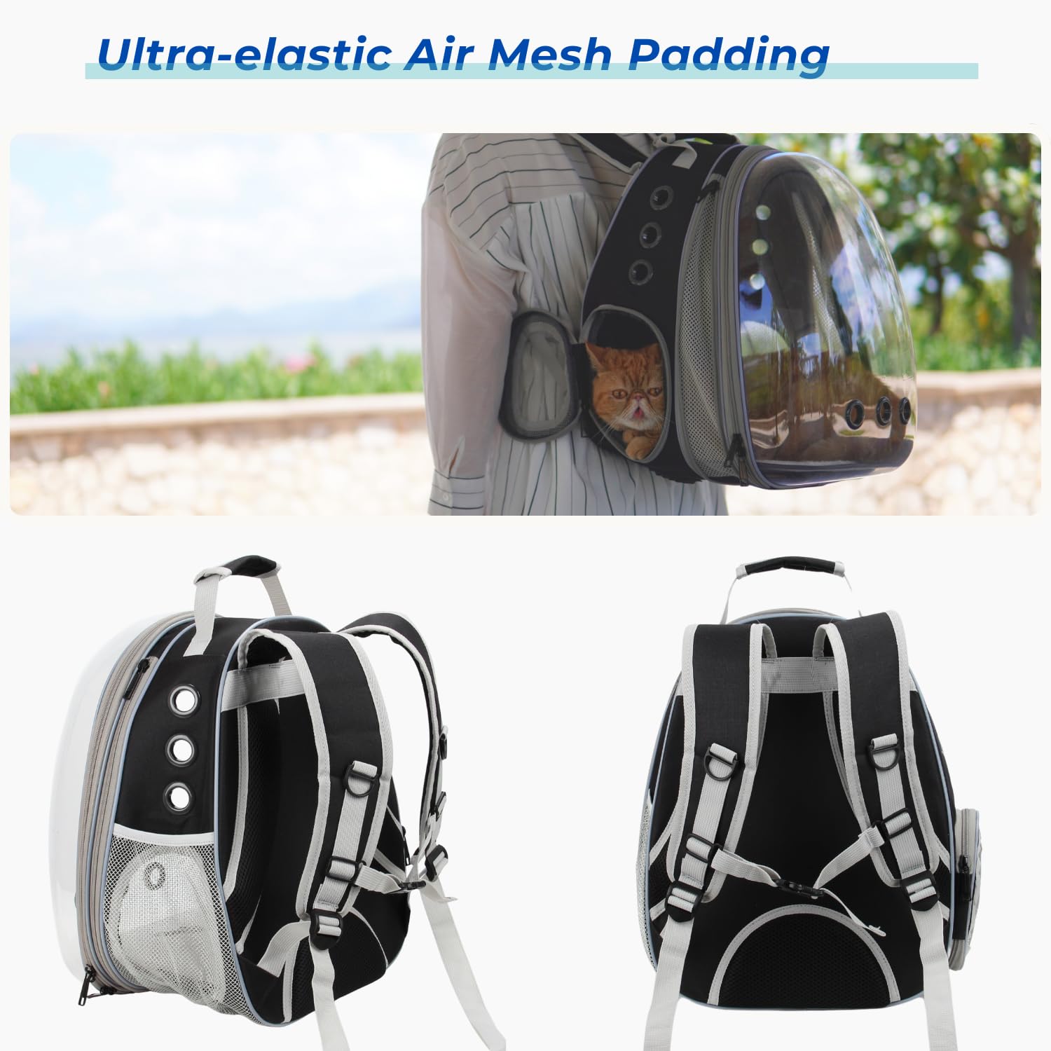 Lollimeow Cat Carrier Backpack, Expandable Bubble Pet Carrier for Cats and Small Dogs, Airline Approved Travel Backpack for Hiking, Walking & Outdoor Adventures - Supports up to 16 lbs - image 7