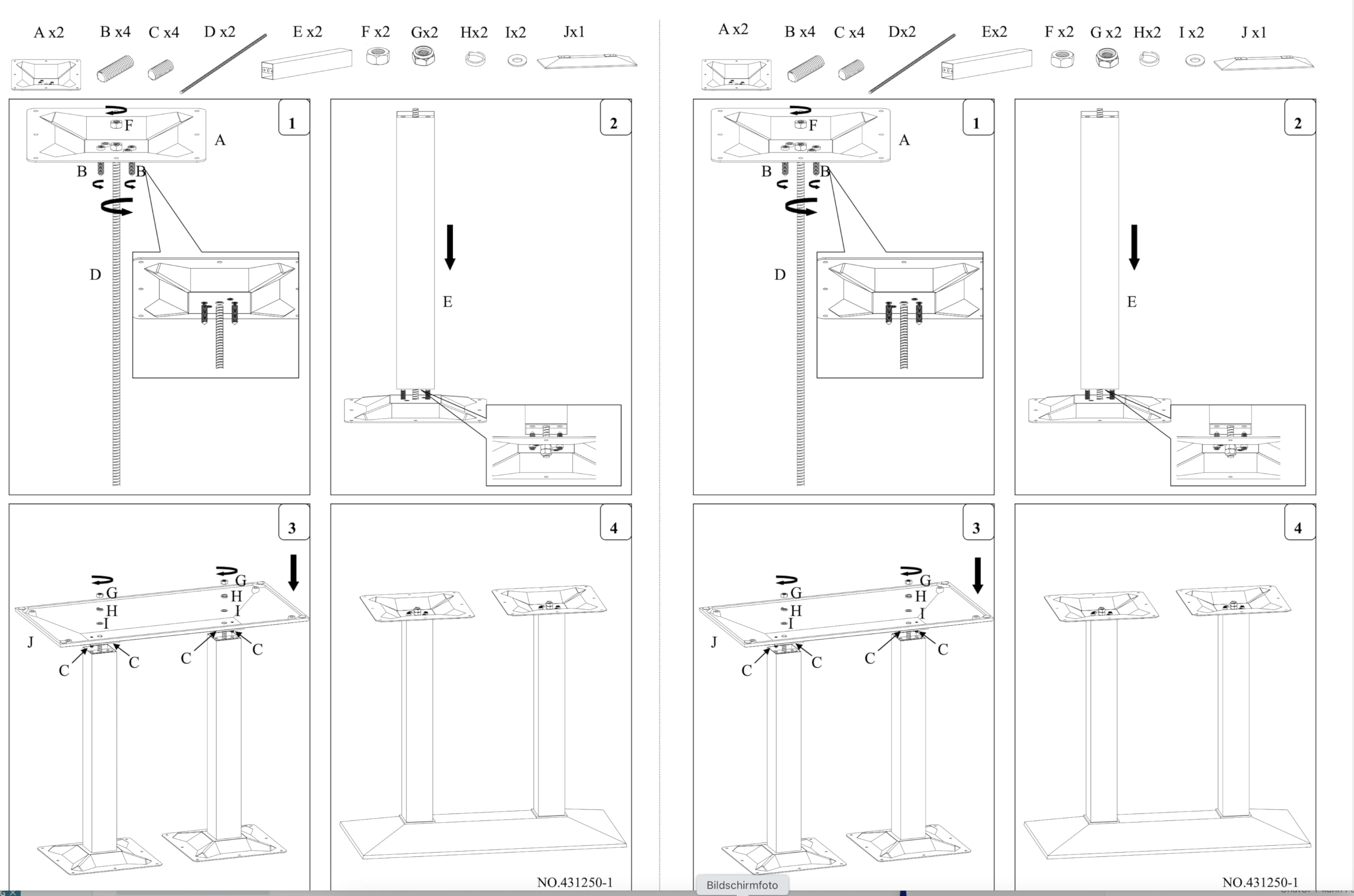 Doppel-Tischgestell aus Stahl – 72 cm Höhe – pulverbeschichtet – stabile Metallkonstruktion für Tischplatten bis 160x80 cm – Esstisch, Gastronomie, Büro