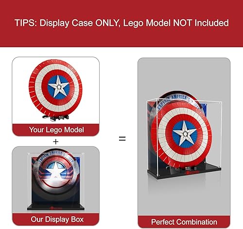 Miniatura 3 de Vitrina acrílica para Lego Captain America's Shield 76262 Kit de modelo para adultos, caja de exhibición a prueba de polvo, placa acrílica