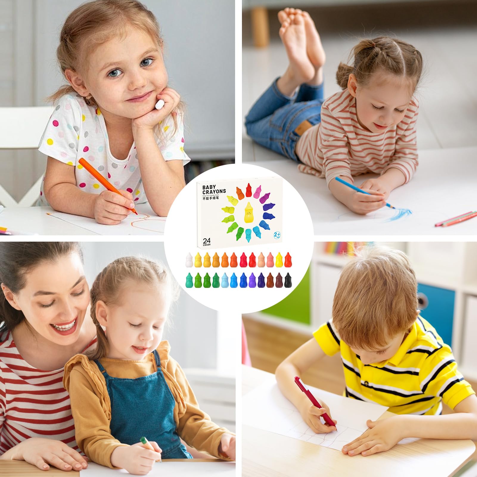 Buntstifte für Kleinkinder, abwaschbare Kunstwerkzeuge, Farbzeichnungsset | leicht zu greifende Flaschenwachsfarben, lebendiges, ungiftiges Malset, kreatives Malspielzeug für Vorschulmädchen und