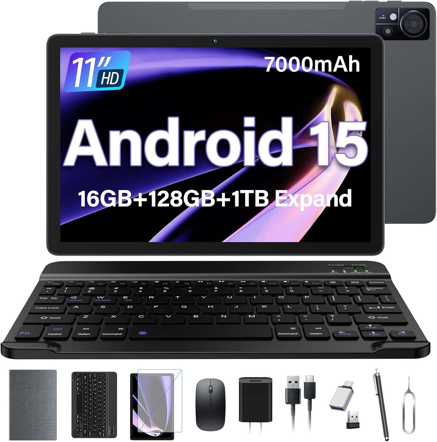 11 Inch-Android 15 Tablet 2025 Latest Update 16GB RAM 128GB ROM 1TB Expandion 5G WiFi Cellular 21MP Dual Camera Octa-core MTK8786.Gemini AI 2.0.Tablets with Keyboard,Mouse,protective film,Case-Gray 11 Inch-Android 15 Tablet 2025 Latest Update 16GB RAM 128GB ROM 1TB Expandion 5G WiFi Cellular 21MP Dual Camera Octa-core MTK8786.Gemini AI 2.0.Tablets with Keyboard,Mouse,protective film,Case-Gray