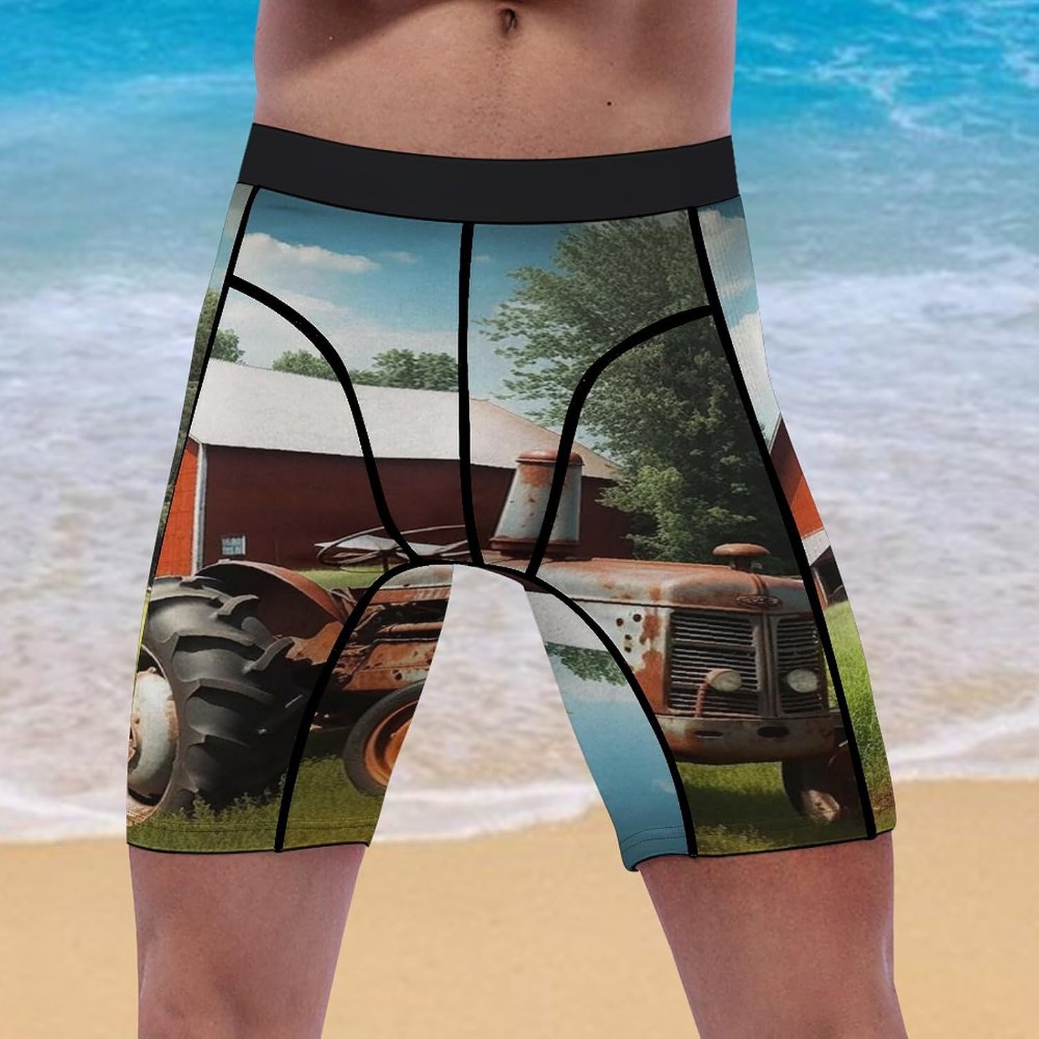 Company Farm Tractor Compression Shorts Men Spandex Sport Shorts Workout Performance Baselayer Underwear