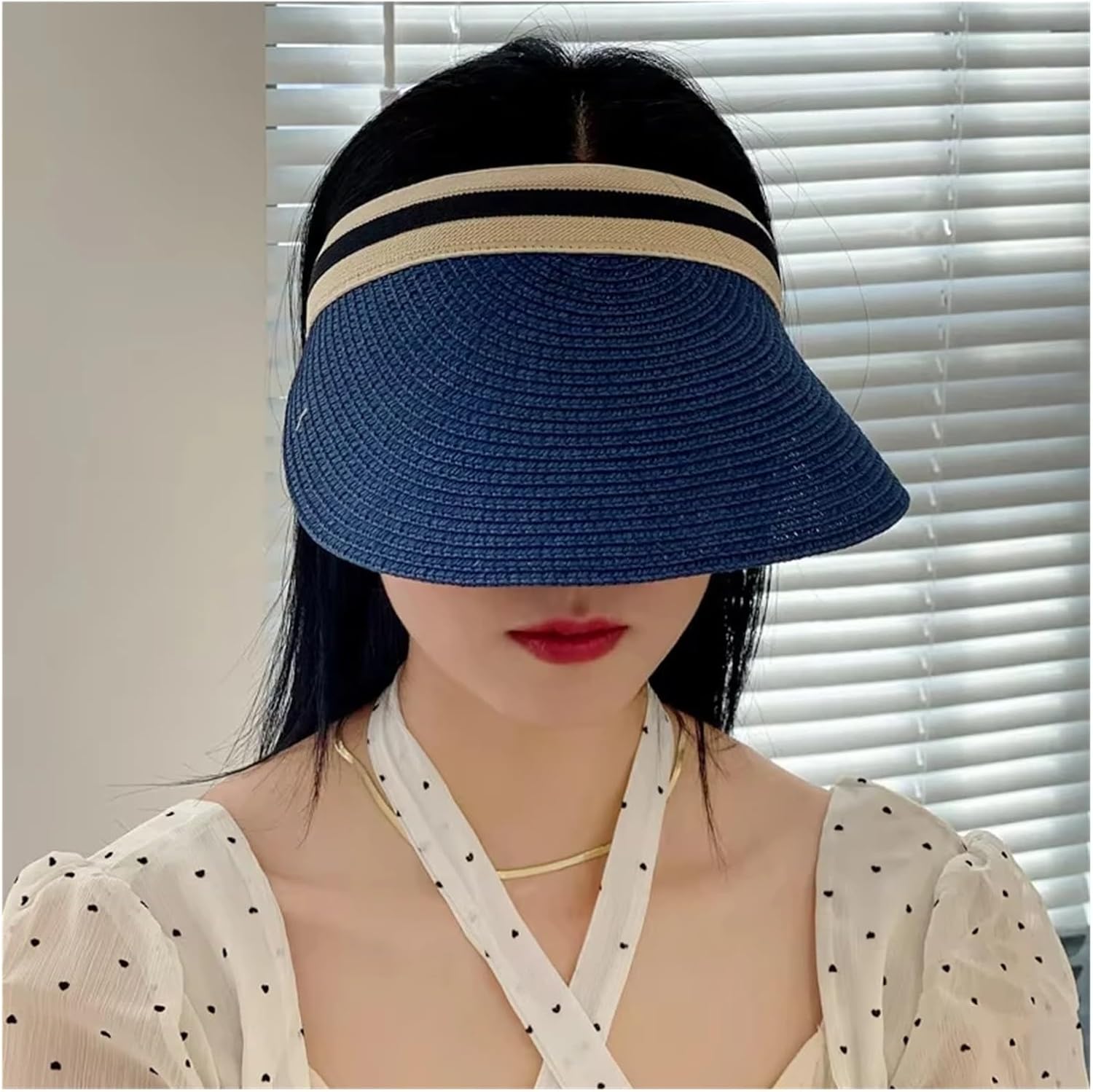 Women's Summer Straw Visor – Wide Brim Open Crown Hat for Beach and Outdoor Shade