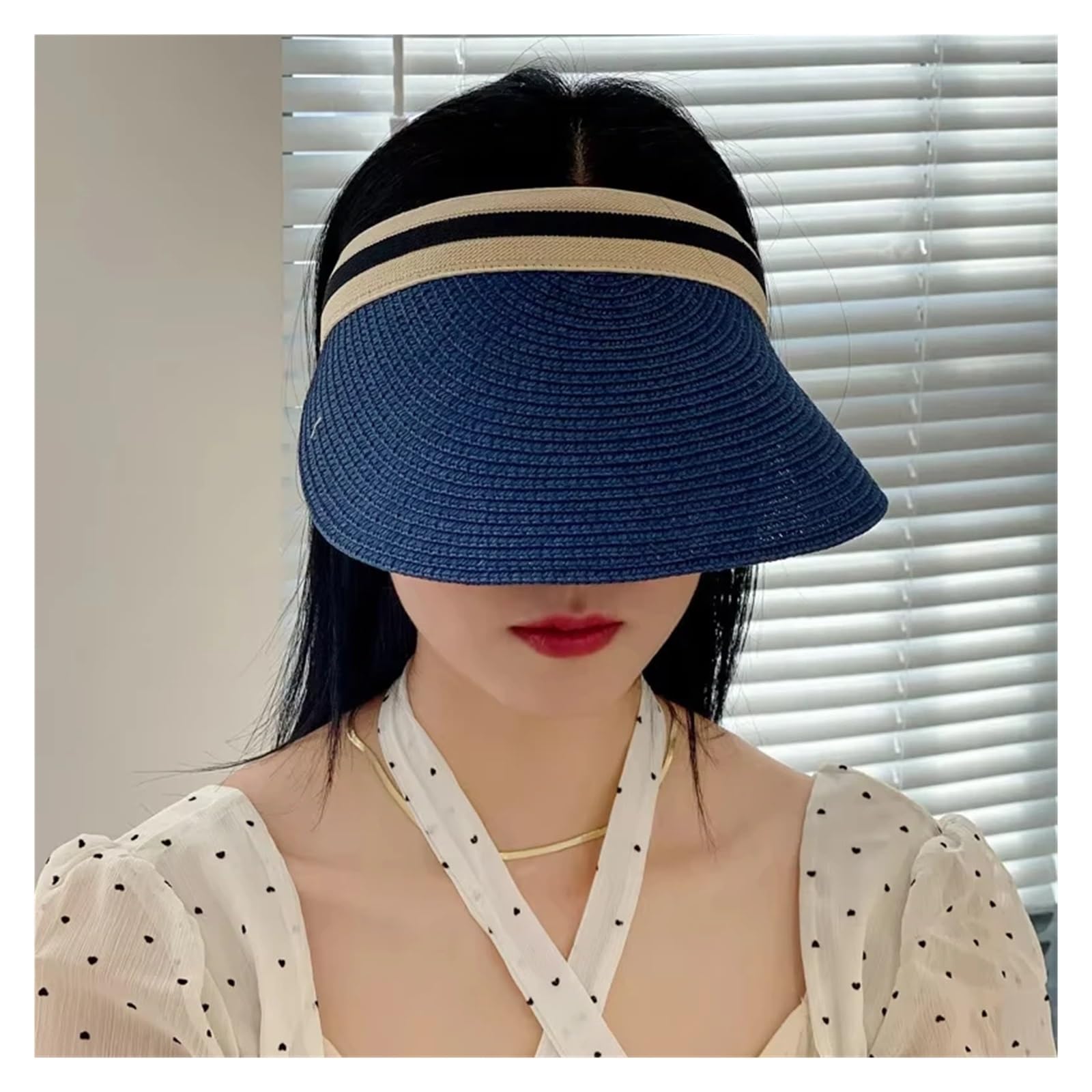 Visiera Estiva in Paglia da Donna - Cappello a Corona Aperta a Tesa Larga for la Spiaggia e l'ombra all'aperto