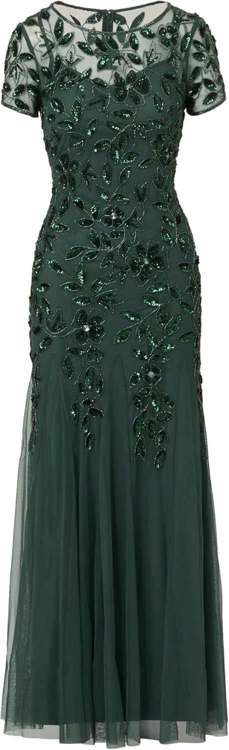 Adrianna Papell Bead Long Dress with Godets - Image 5