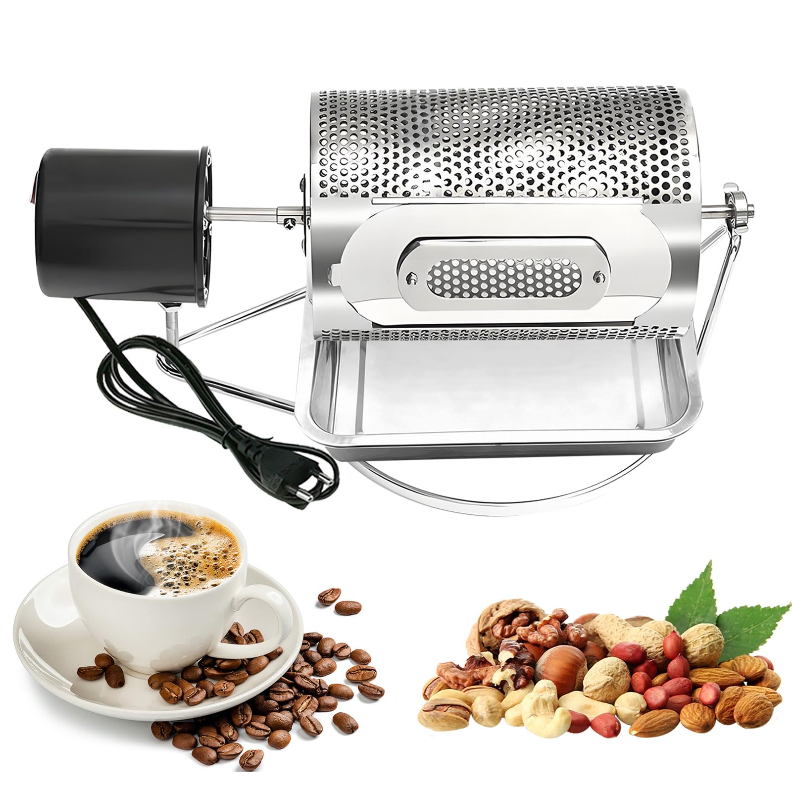 Torréfacteur à Café électrique, Entièrement Automatique Pour Usage Domestique Et Professionnel Torréfacteur à Tambour Avec Fenêtre De Visualisation Plateau En Acier Inoxydable Capacité De 250g