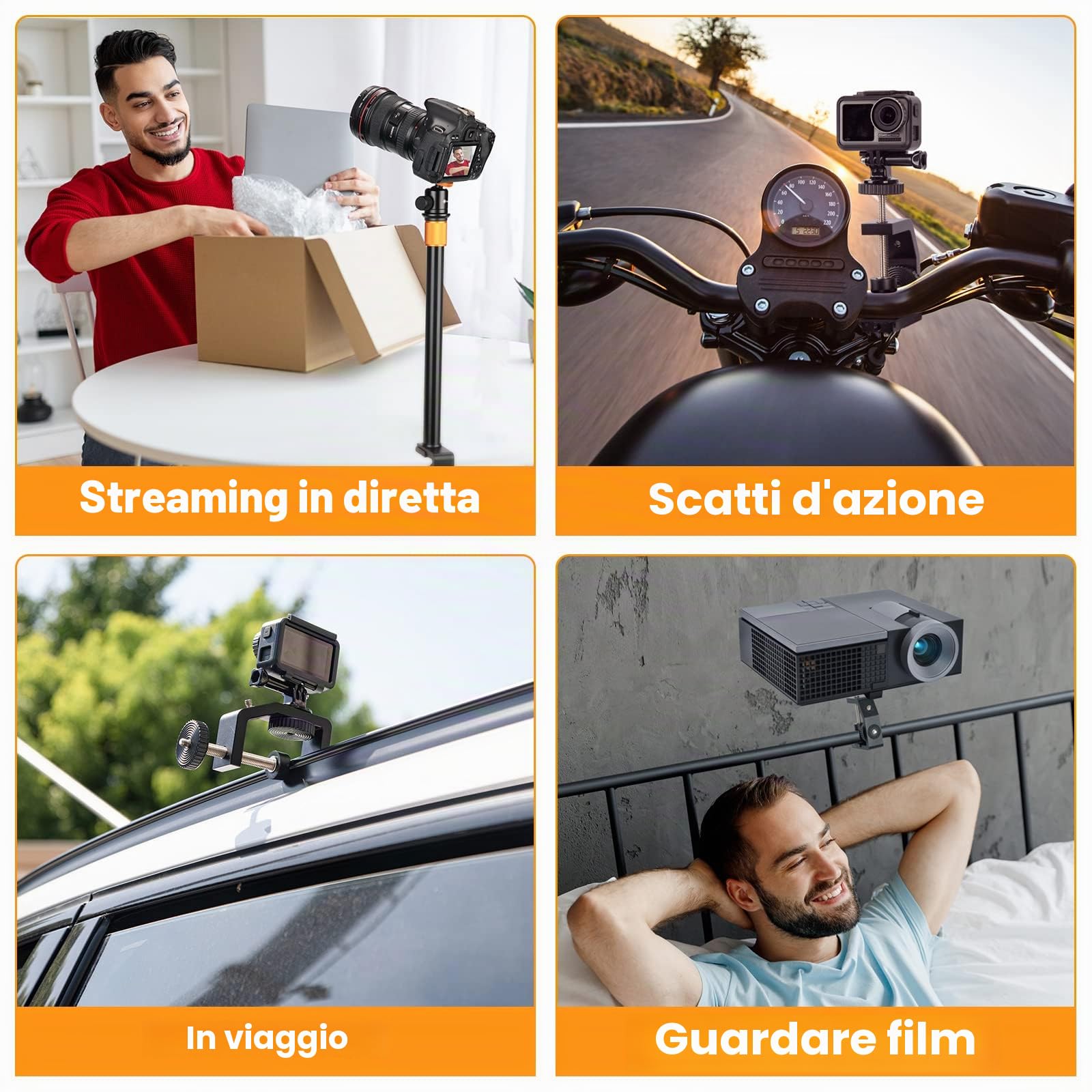 TARION C Supporto a morsetto Supporto da scrivania per fotocamera con testa a sfera e asta di prolunga regolabile da 33-60 cm per Vlogging Live Stream Photo Studio Light Photography Filming(TR-CS)