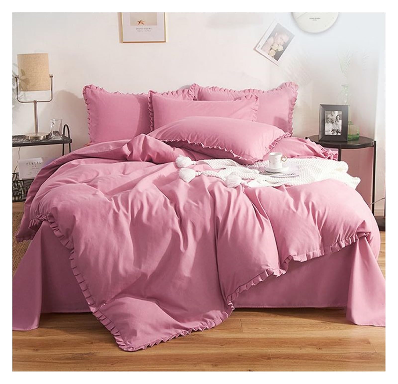 Ropa de cama para otoño e invierno en cama doble con edredón y sábanas