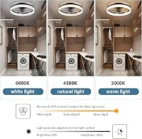 MOSSCO LED Mennyezeti Ventilátor Távirányítóval, Dimmelhető, 3 Szín, 6 Fokozat, 50cm 5