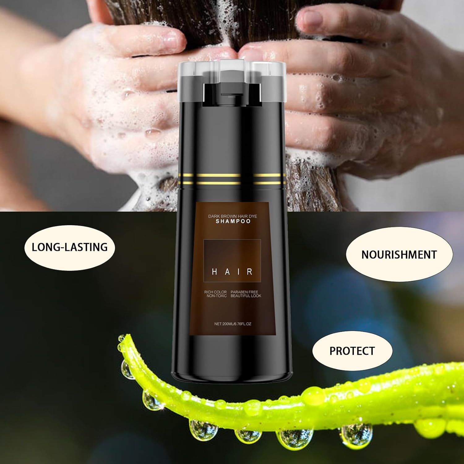 Natural brown Hair Color Shampoo for Dark, Hair Dye Instant 3 in 1, Instant Dye Shampoo for Men & Women, 1pcs Dark Brown. ﻿ - Image 3