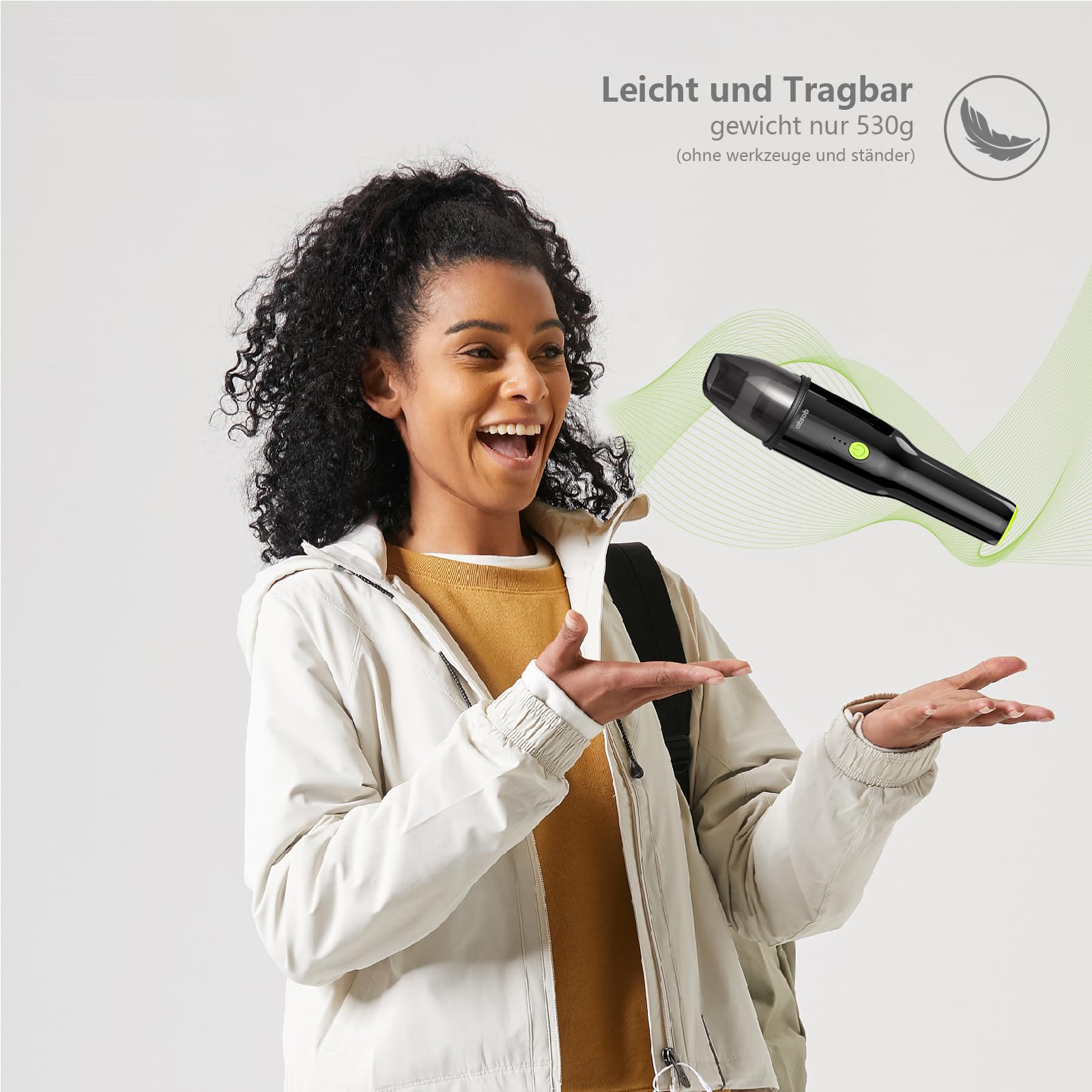 absob Aspirabriciole Senza Fili, Alta Potenza di Aspirazione 6200PA, Mini Aspirapolvere Portatile Senza Fili per Auto, Adatto per la Pulizia di Auto, Casa e Altro, Ricaricabile USB(nero)