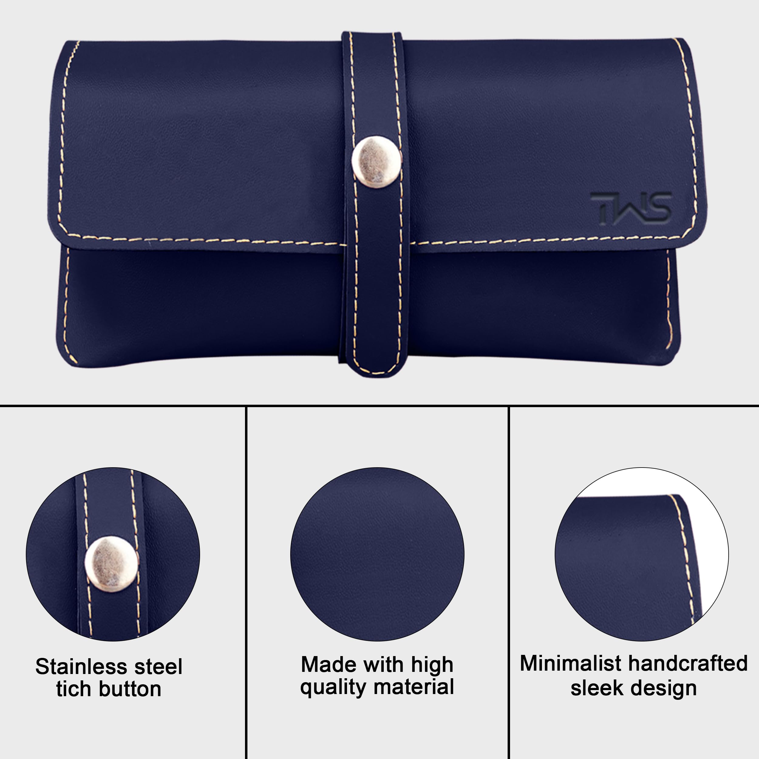 The Wallet Store Leather Eyewear Case for Men & Women Specs Cover - Blue