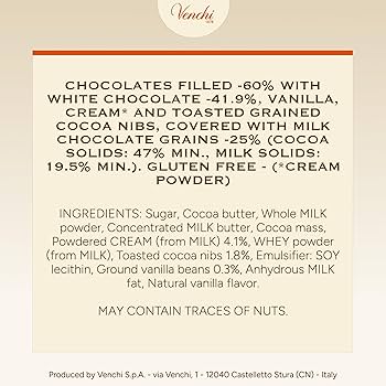 Amazon.com : Venchi - Chocoviar Stracciatella Chocolates, Milk