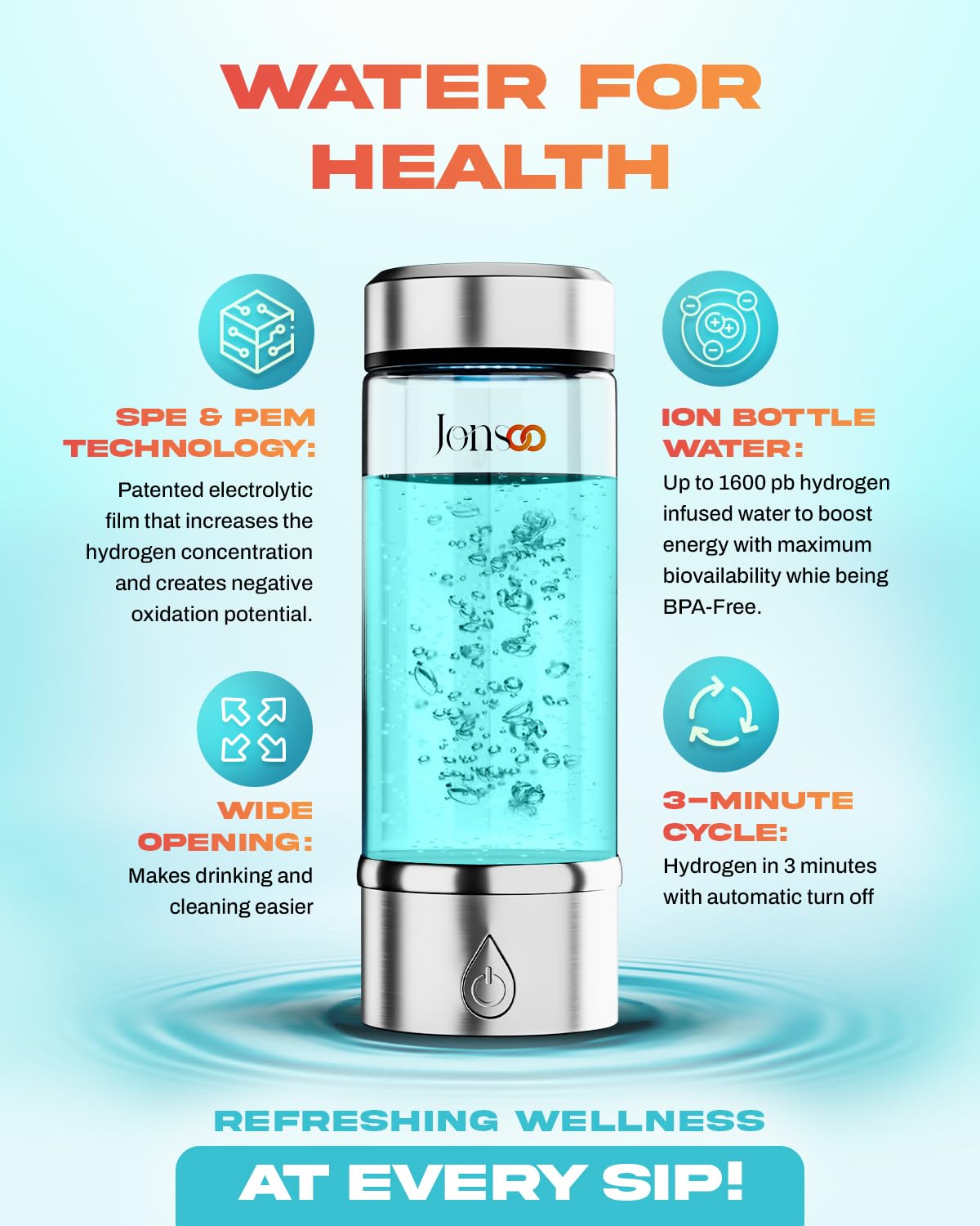 Bottiglia D'Acqua A Idrogeno JAOGAUS - Generatore Portatile Con Tecnologia SPE/PEM - Foto 10