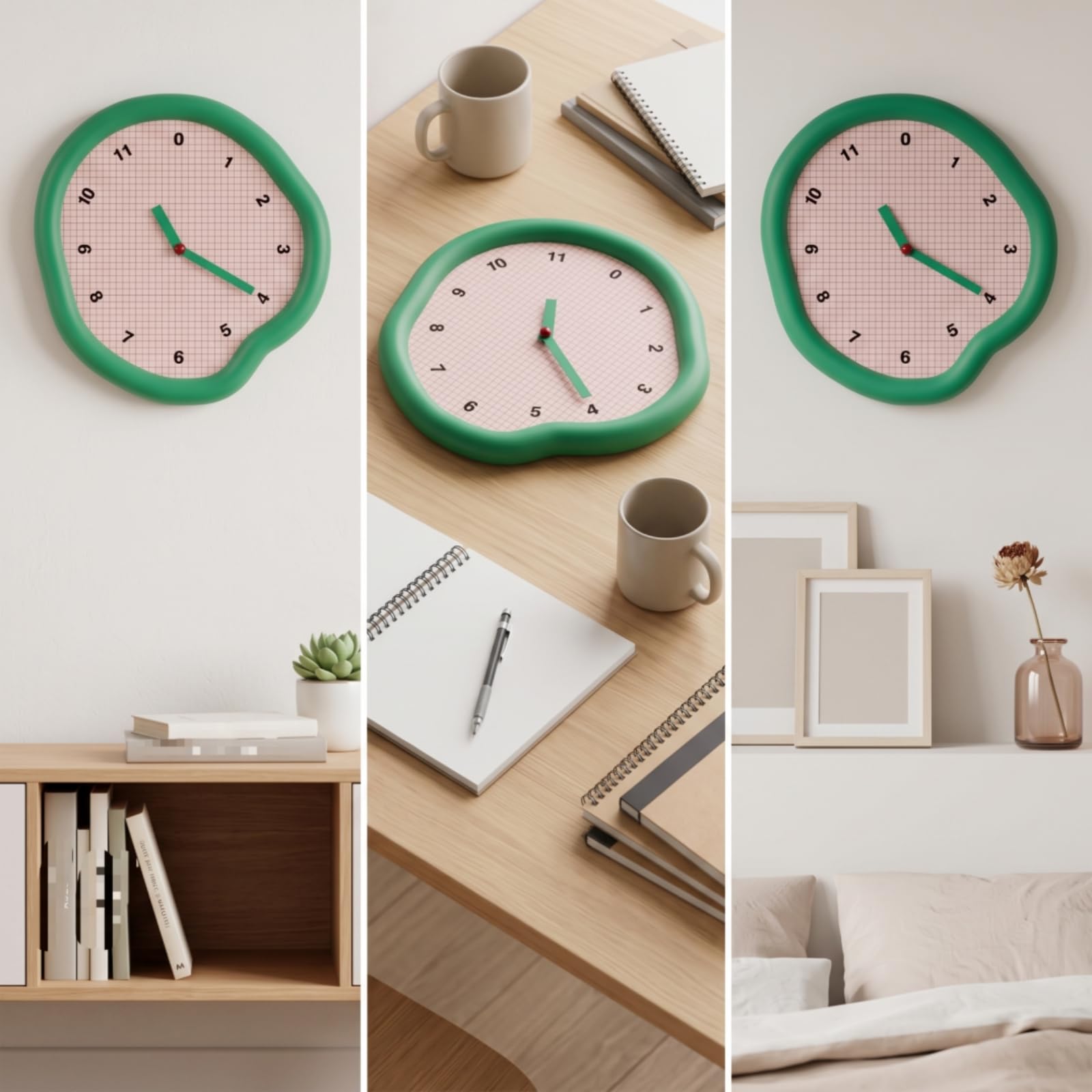 predolo Wanduhr Analoge Uhr Zeitmesser Wohnuhr Wanddekoration aus Holz Und Harz mit Geräuschlosem Mechanismus Und Deutlichen Ziffern für Wohnzimmer, C29-3B Ohne Stundenschlag, Geräuschloses Uhrwerk