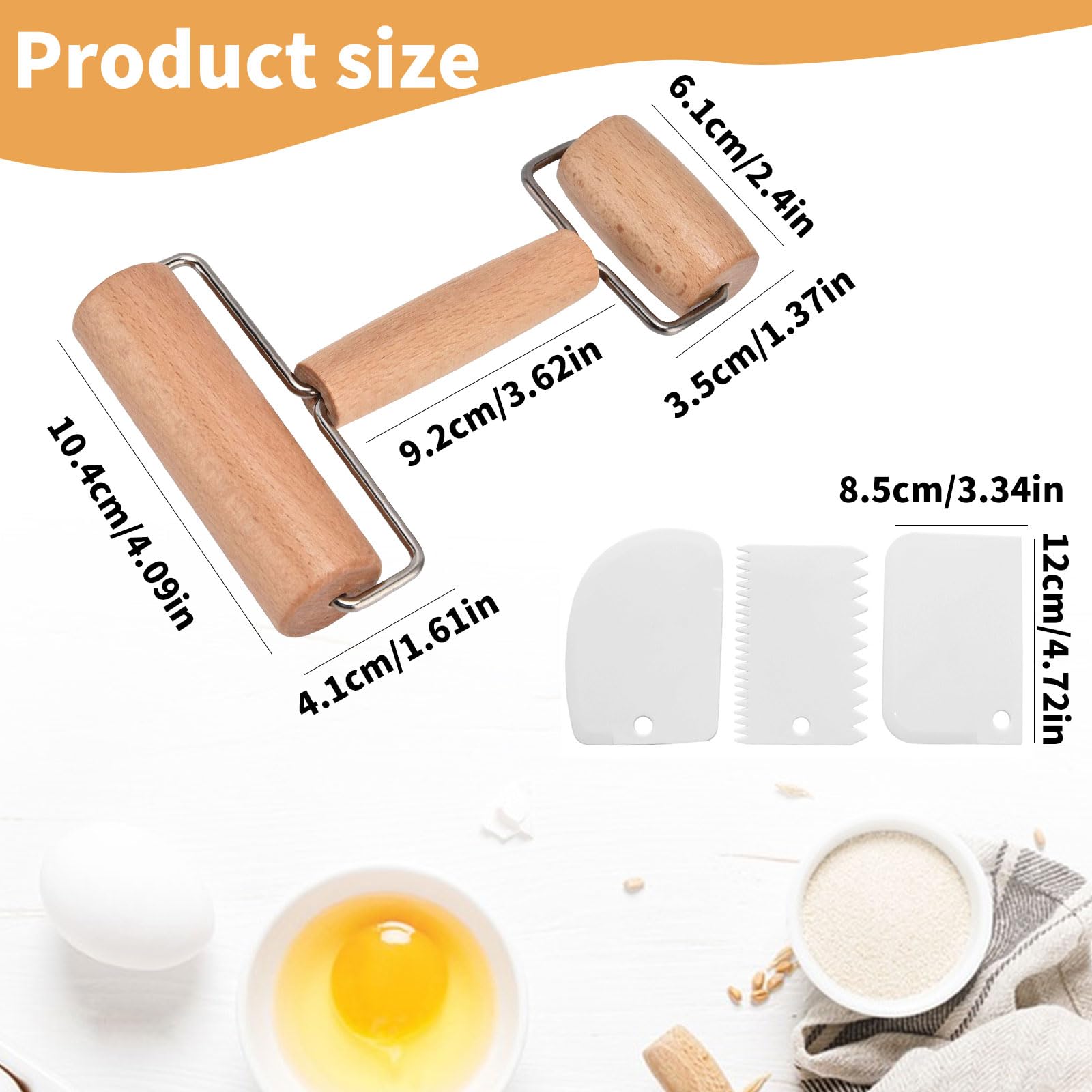 6 Mini-Nudelhölzer & 3 Schaber Set - Backzubehör Aus Holz Und Kunststoff