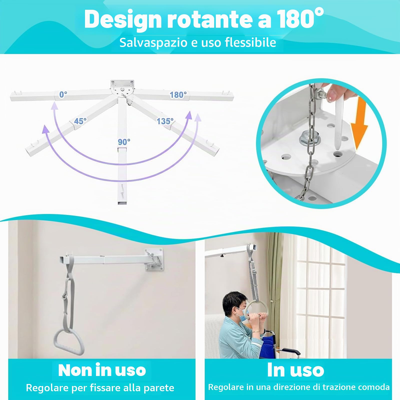 Trapezio da letto per anziani, ausilio per trazioni, sponda per letto per disabili, barre trapezio mediche per alzarsi, ospedale, supporto per sopraelevato usili per mobilità sul comodino