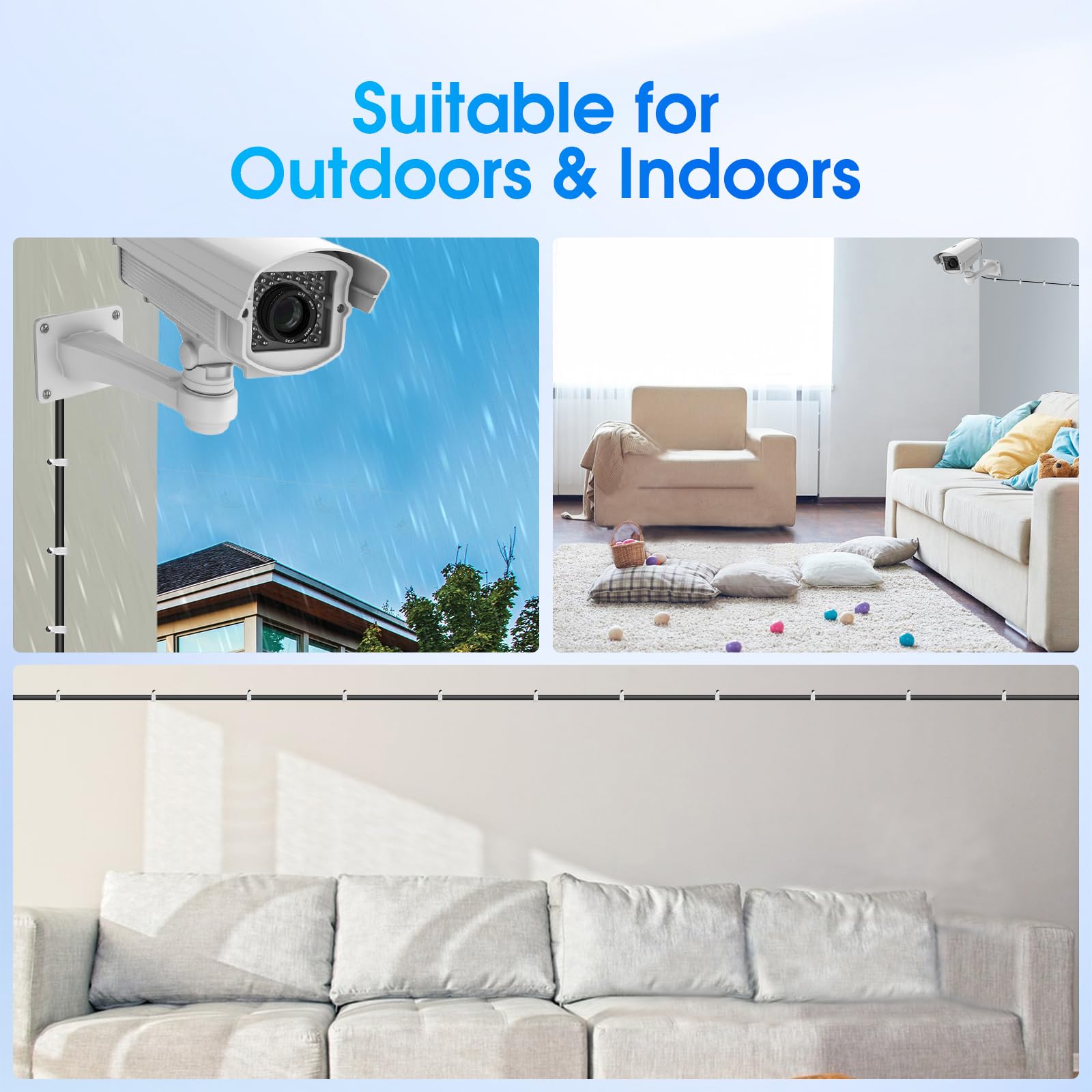 BNC Cable 25ft 4 Pack Aimyzii BNC Video Power Cable,Security Camera Cable for CCTV Camera DVR Security Systems(Included 8X BNC Adapters,100 Pcs Cable Clips)-Black