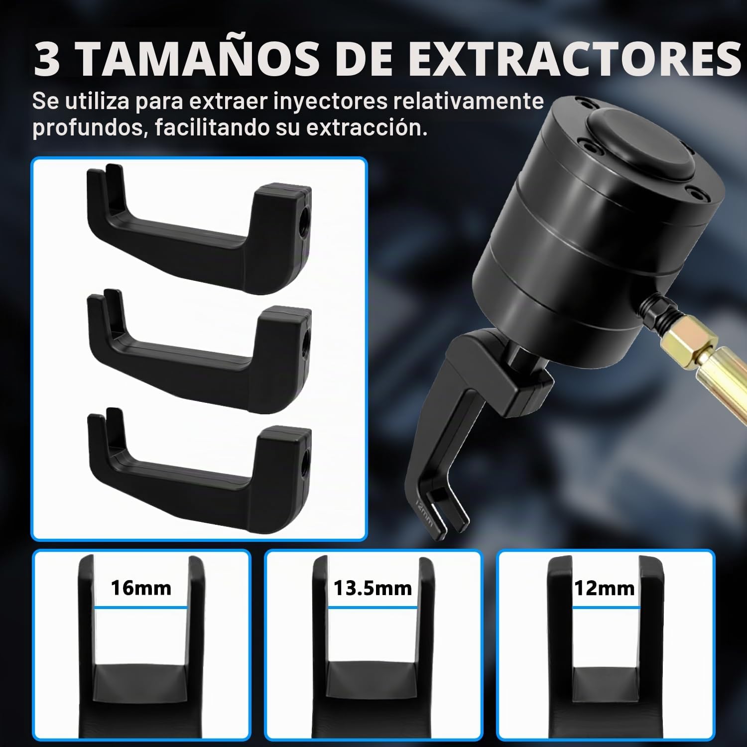 ZKTOOL 24 Piezas Extracción de Inyectores Diésel Neumáticos, Herramienta de Extracción de Inyectores Diésel por Vibración Neumática, con 19 Adaptadores, Conectores de EE. UU. y UE y Mango de Mano
