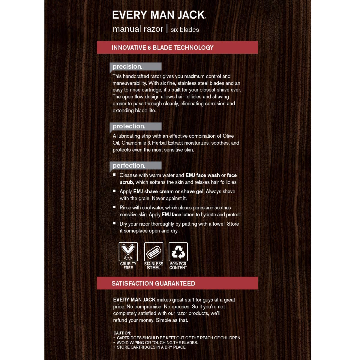Every Man Jack Manual Razor Shipper, Black, includes handle, stand, 4 cartridges