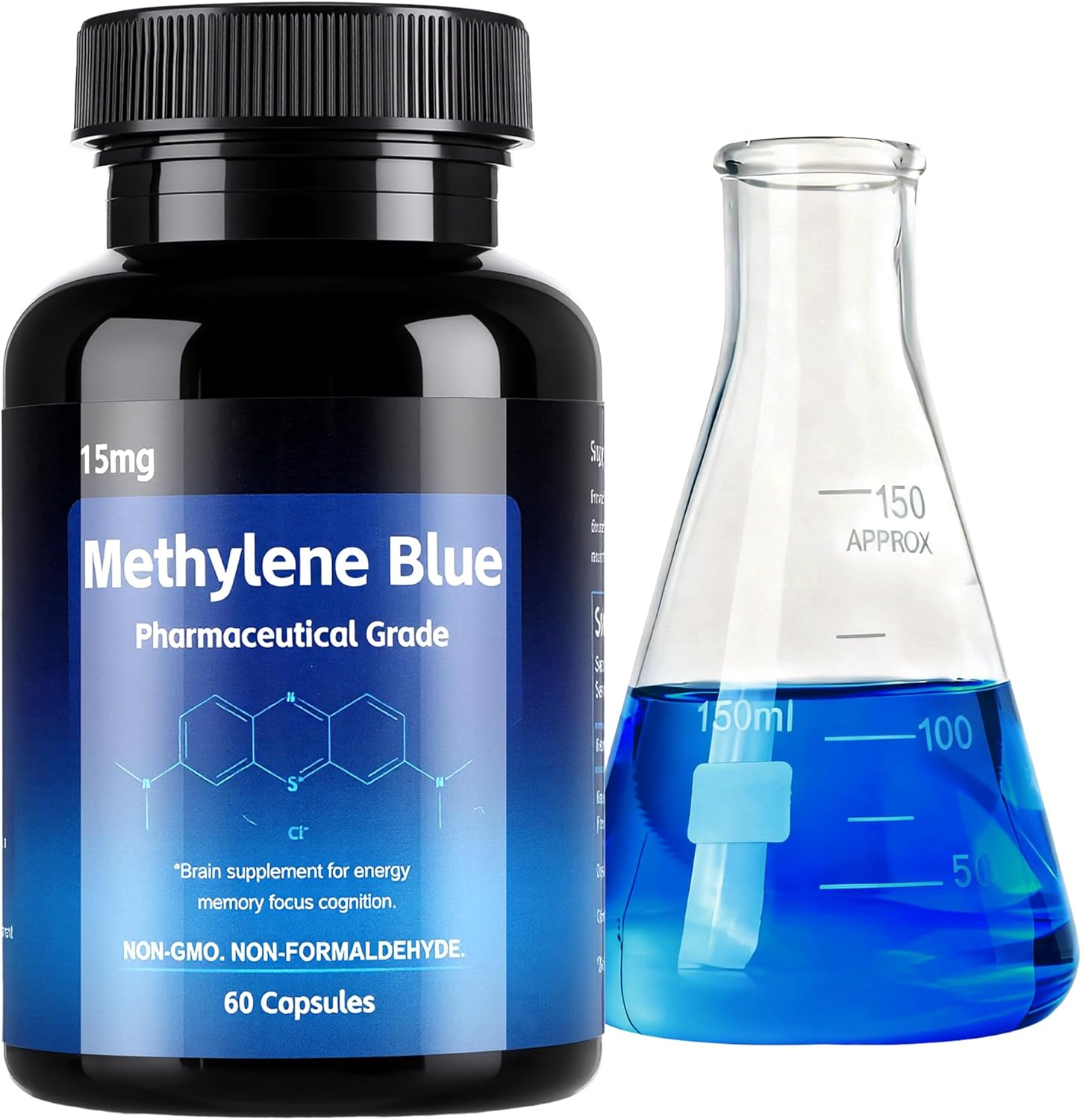Methylene Blue Capsules, 99% Purity Pharmaceutical Grade Methylene Blue, 60 USP Grade for Improved Brain Absorption, Healthy Cellular, Focus, Clarity, Energy, Cognitive Support, Made in USA - Image 9