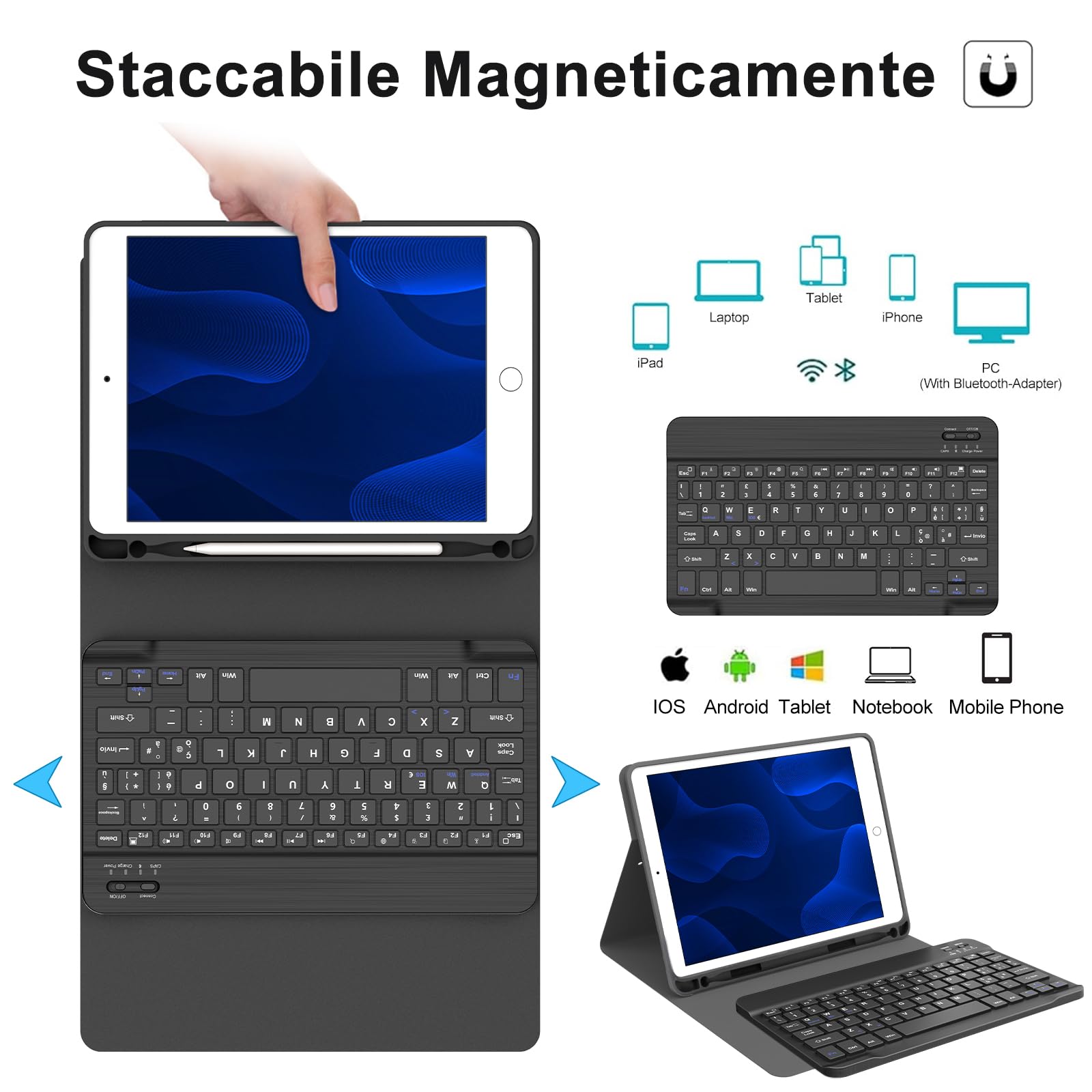 Tastiera Bluetooth IPad 9.7 Occtingkind - Cover Con Tastiera Magnetica AZERTY
