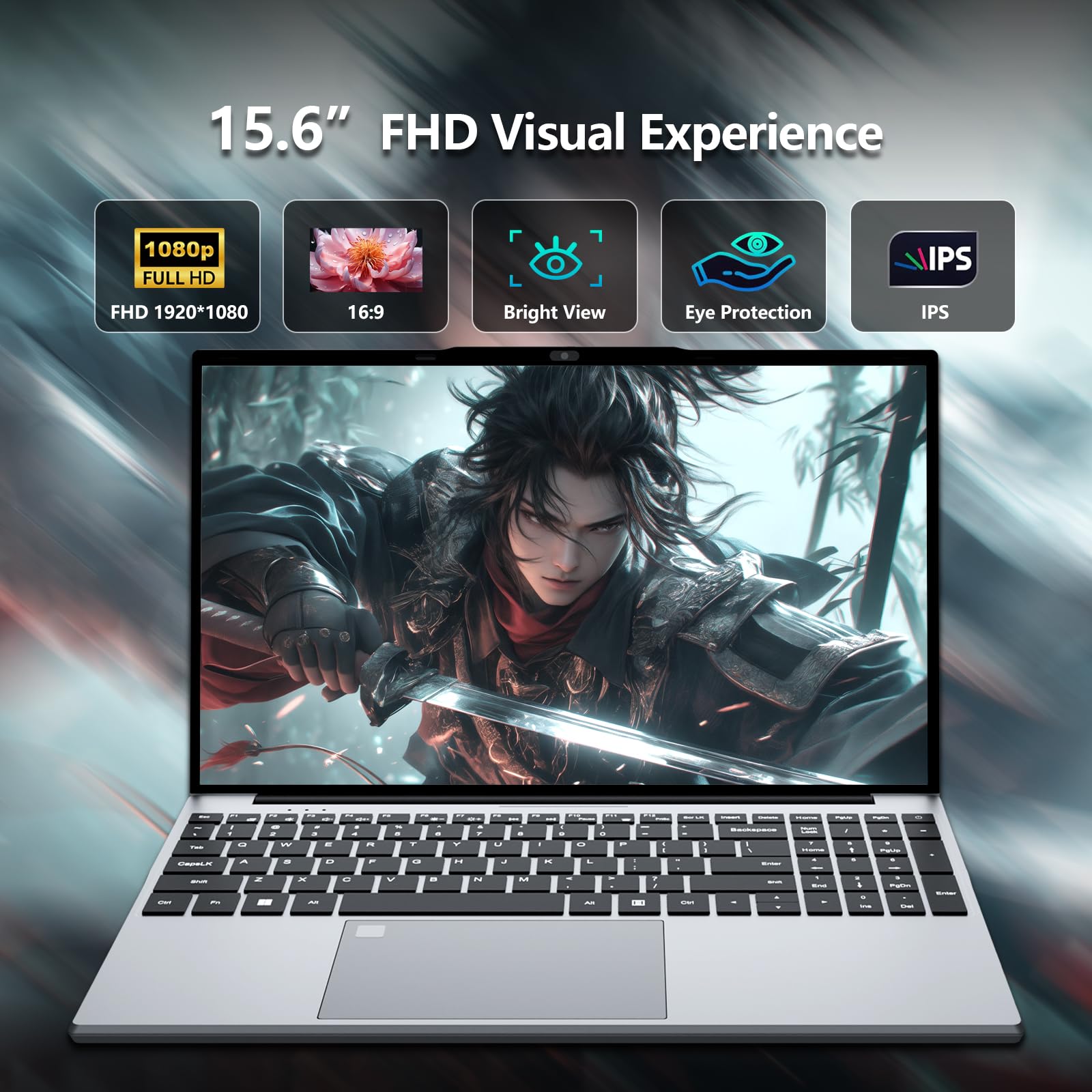 Win11 Notebook, 15.6 Pollici PC Portatile 16GB RAM DDR4 1TB SSD, 180° Flip FHD 1080P Laptop Office 365, Celeron N95 CPU, Webcam/BT4.2/USB3.0, Tastiera Retroilluminata/Sblocco Impronta Digitale