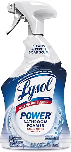 Lysol Limpiador de baño con espuma eléctrica, limpiador multiusos para duchas, bañeras, fregaderos, espray desinfectante que mata el 99.9% de los