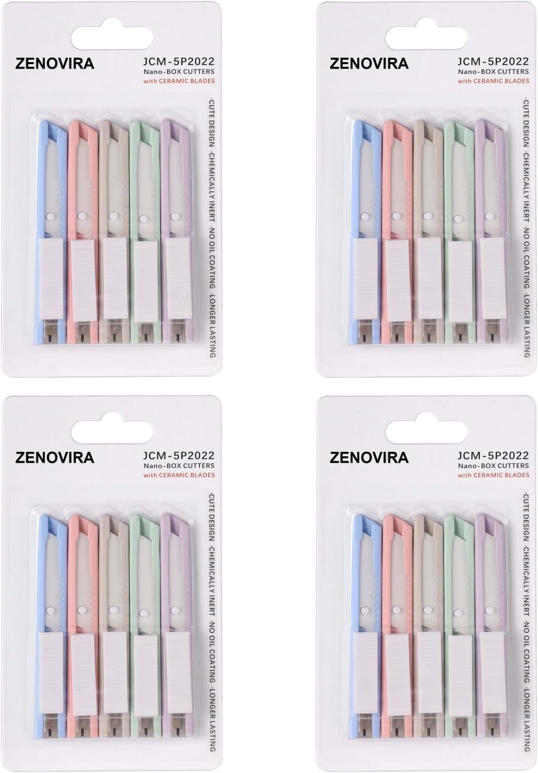 20 Pcs Mini Utility Knife, Ceramic Blades Box Cutter, Art Kinfe, 5-Pack*4=20 Knives, for office, Home, school