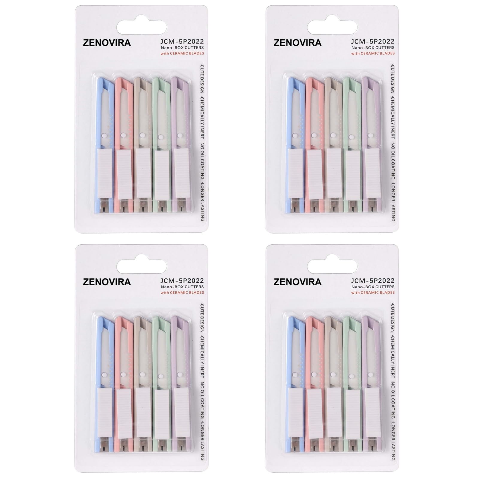 20 Pcs Mini Utility Knife, Ceramic Blades Box Cutter, Art Kinfe, 5-Pack*4=20 Knives, for office, Home, school