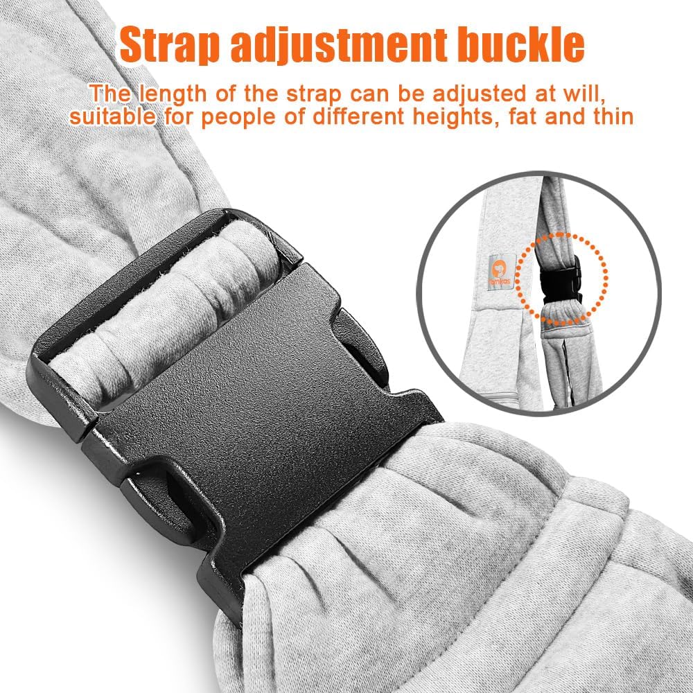 Tomkas Dog Carrier Sling - Pet Carrier for Small Dogs and Cats, Adjustable Strap, Zip Pocket, Snap Closure (Grey, M - Adjustable Strap EU)